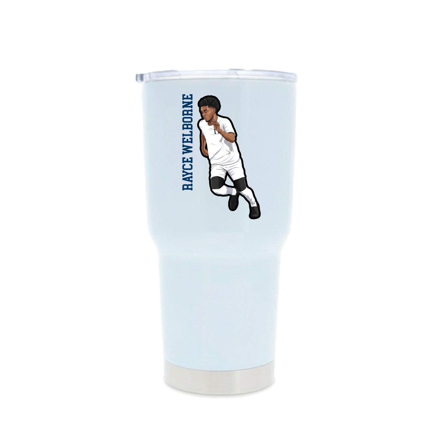 30oz Stainless Steel Tumbler — Name Vertical in White