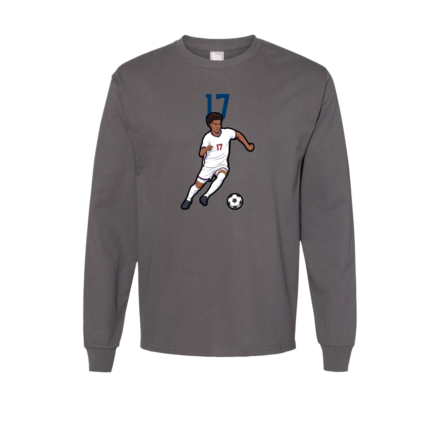 Long Sleeve Tee — Number Top in Grey