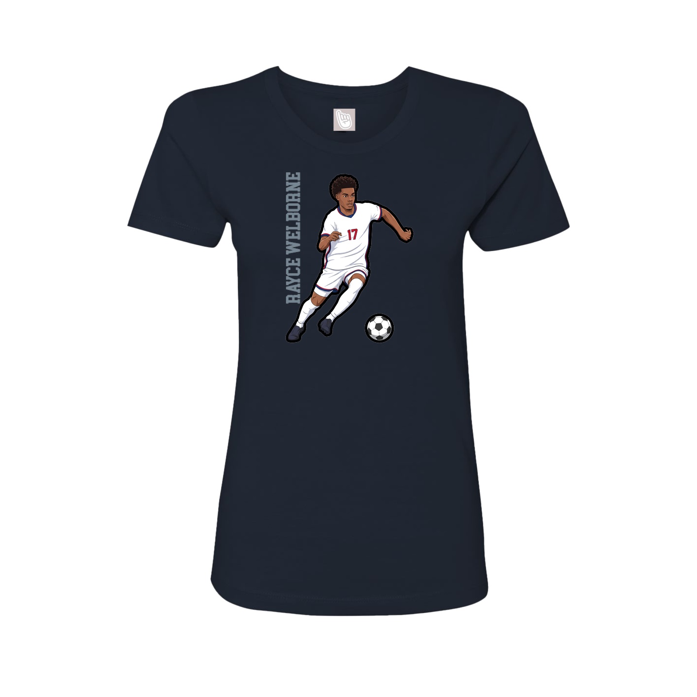 Fitted Women's Tee — Name Vertical in Navy