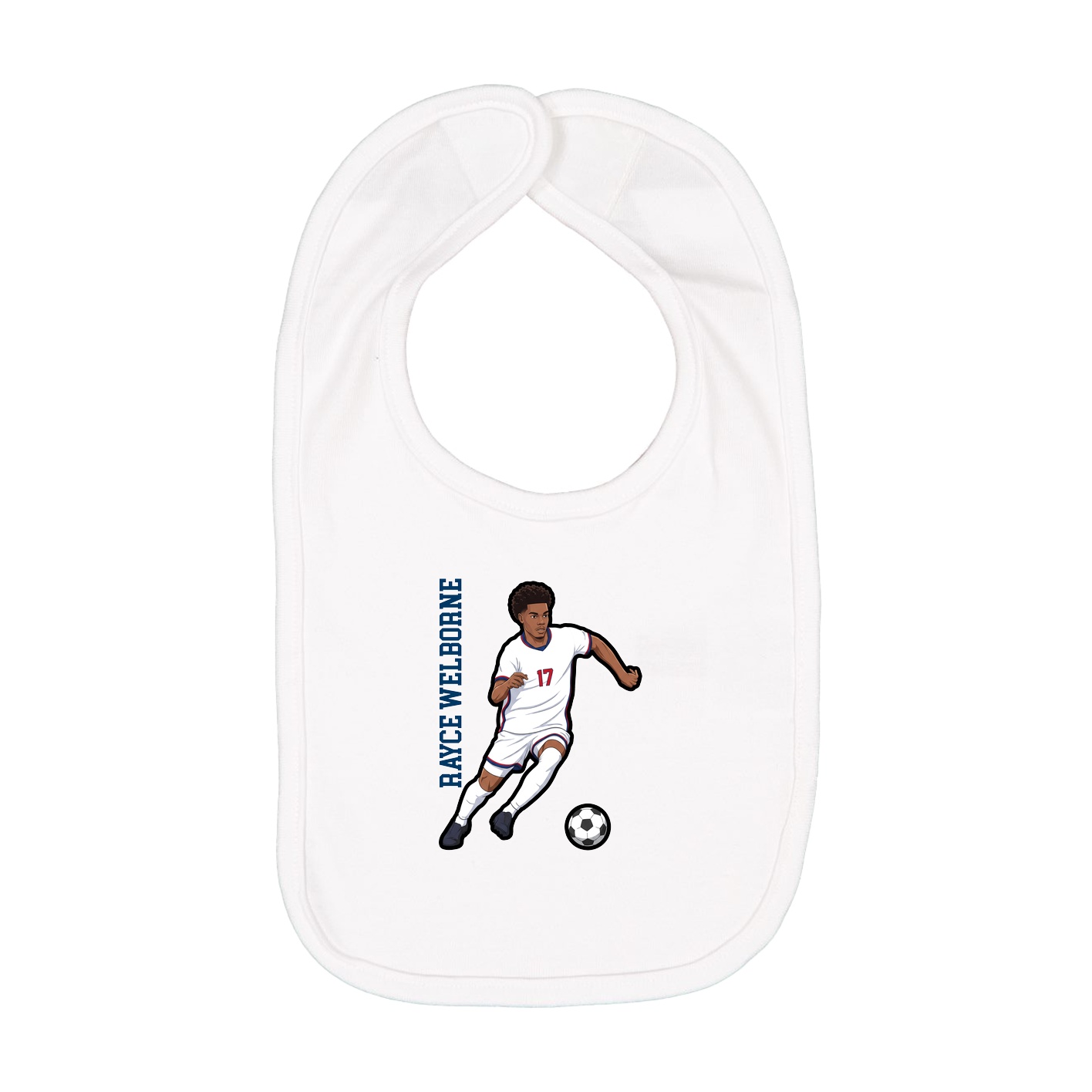 Infant Bib — Name Vertical in White