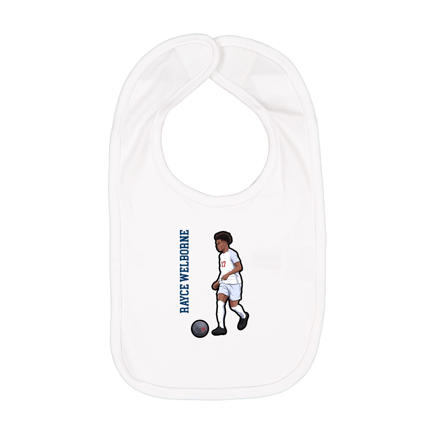 Infant Bib — Name Vertical in White