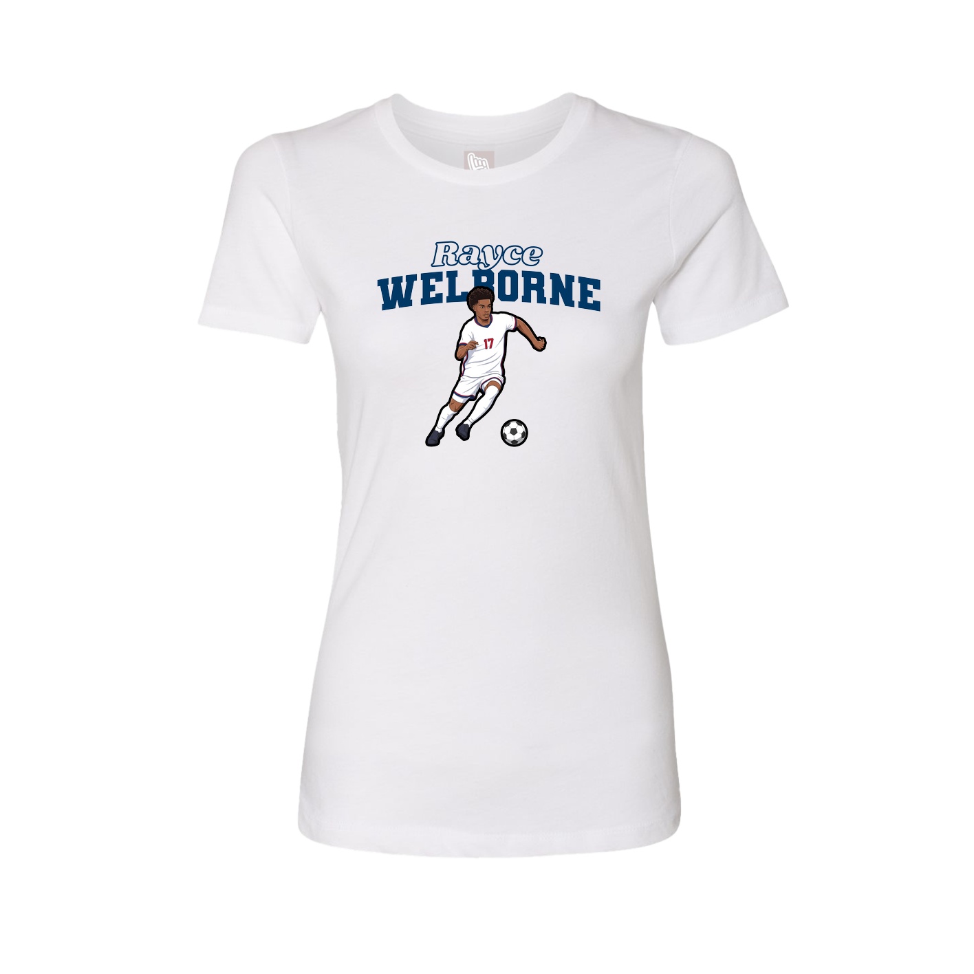 Fitted Women's Tee — Name Arch in White