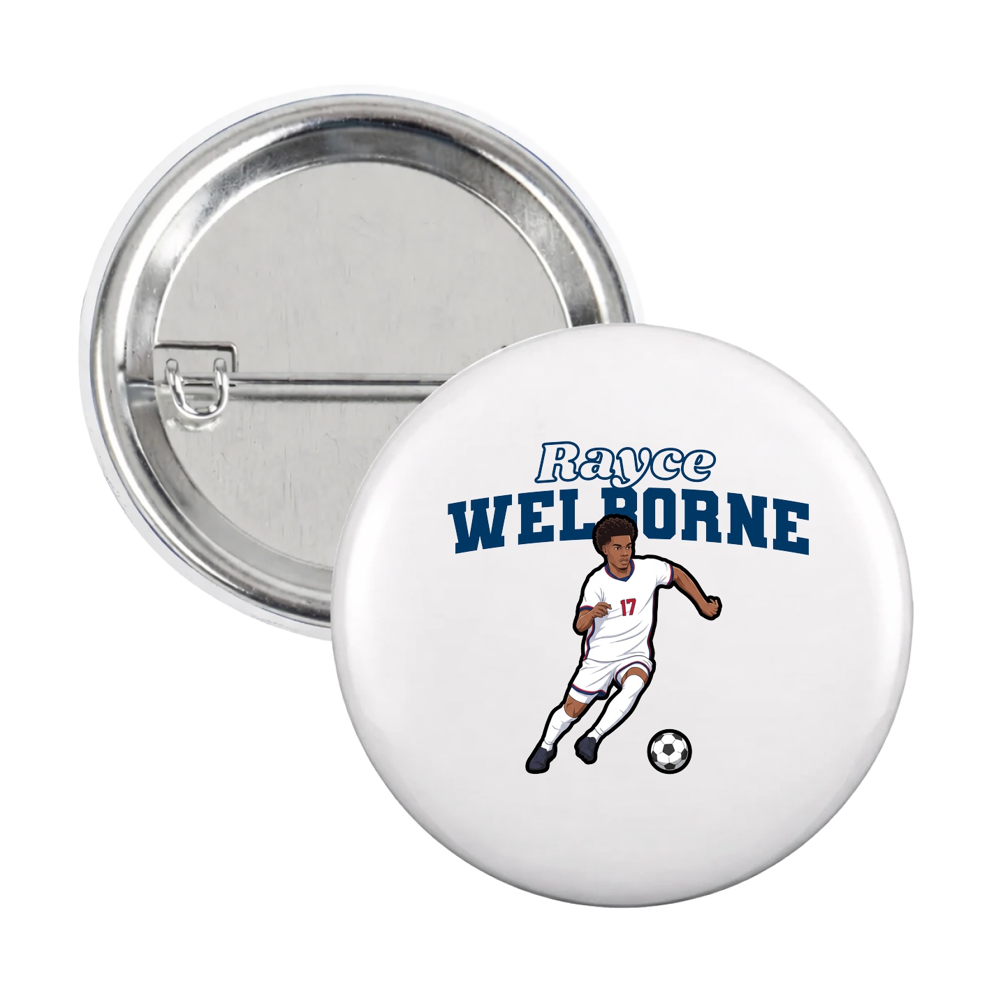 Game Day Button — Name Arch in White