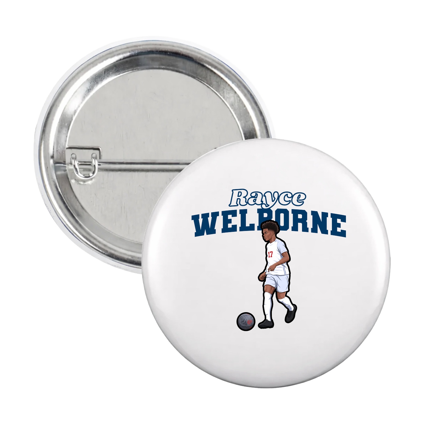 Game Day Button — Name Arch in White