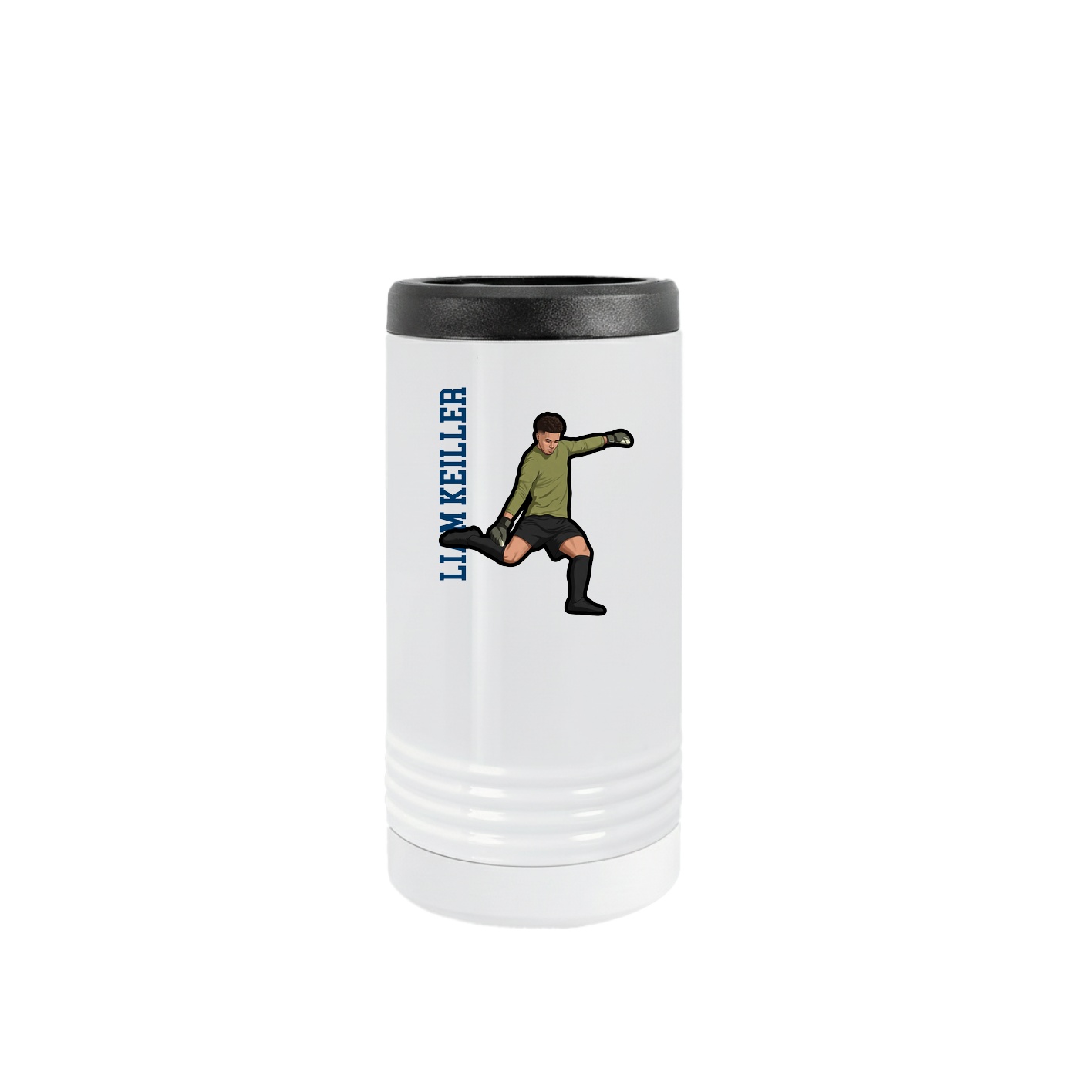 Slim Beverage Holder — Name Vertical in White