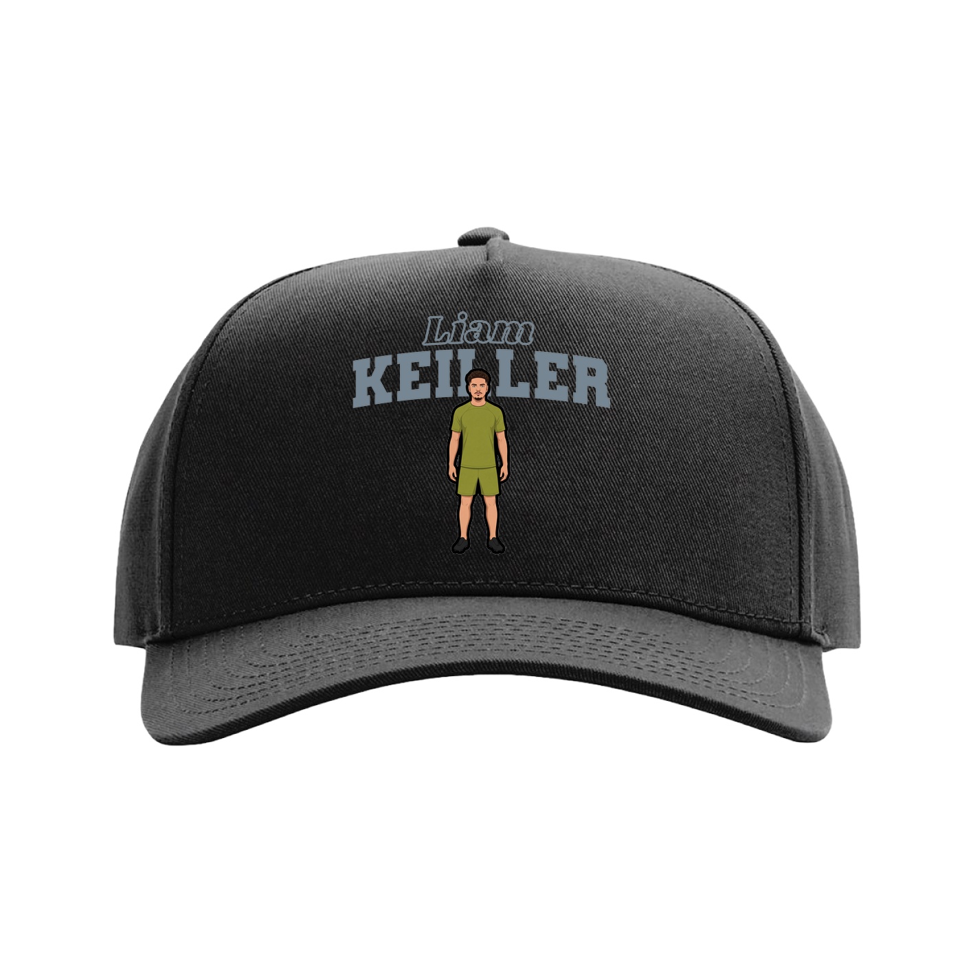 Full Fabric Five-Panel Champ Cap — Name Arch in Black