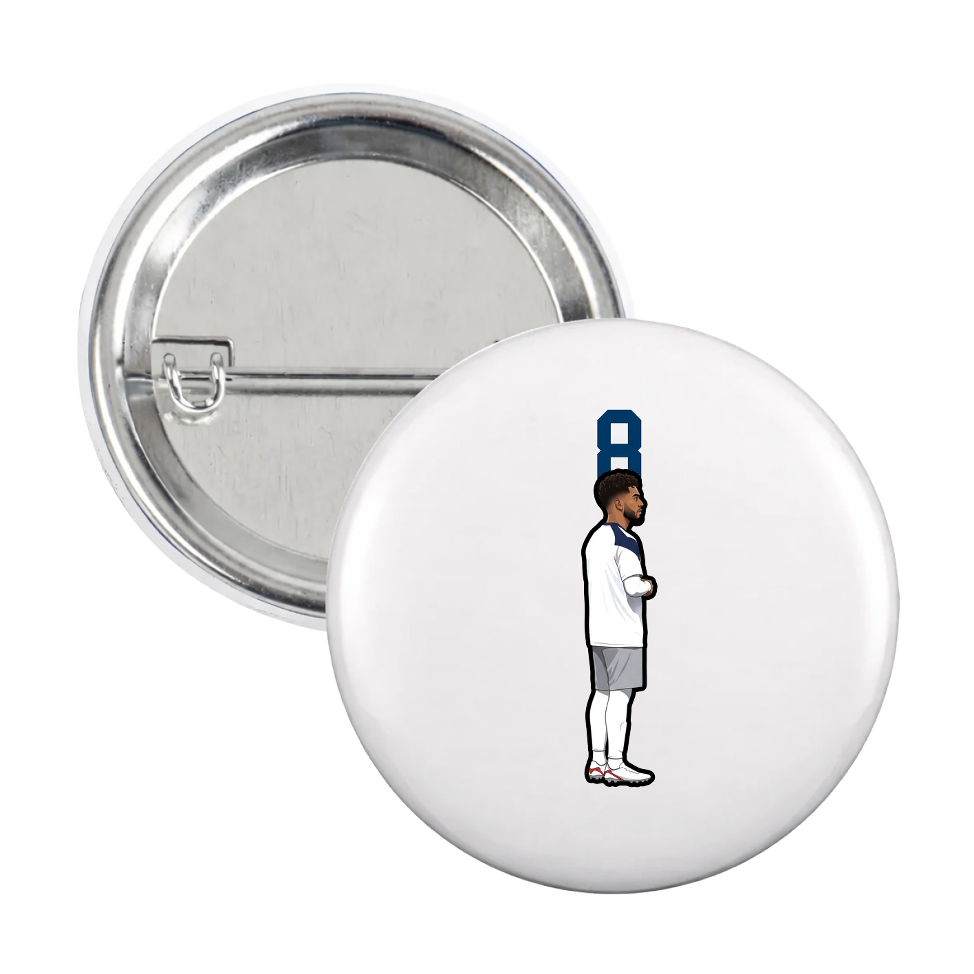 Game Day Button — Number Top in White