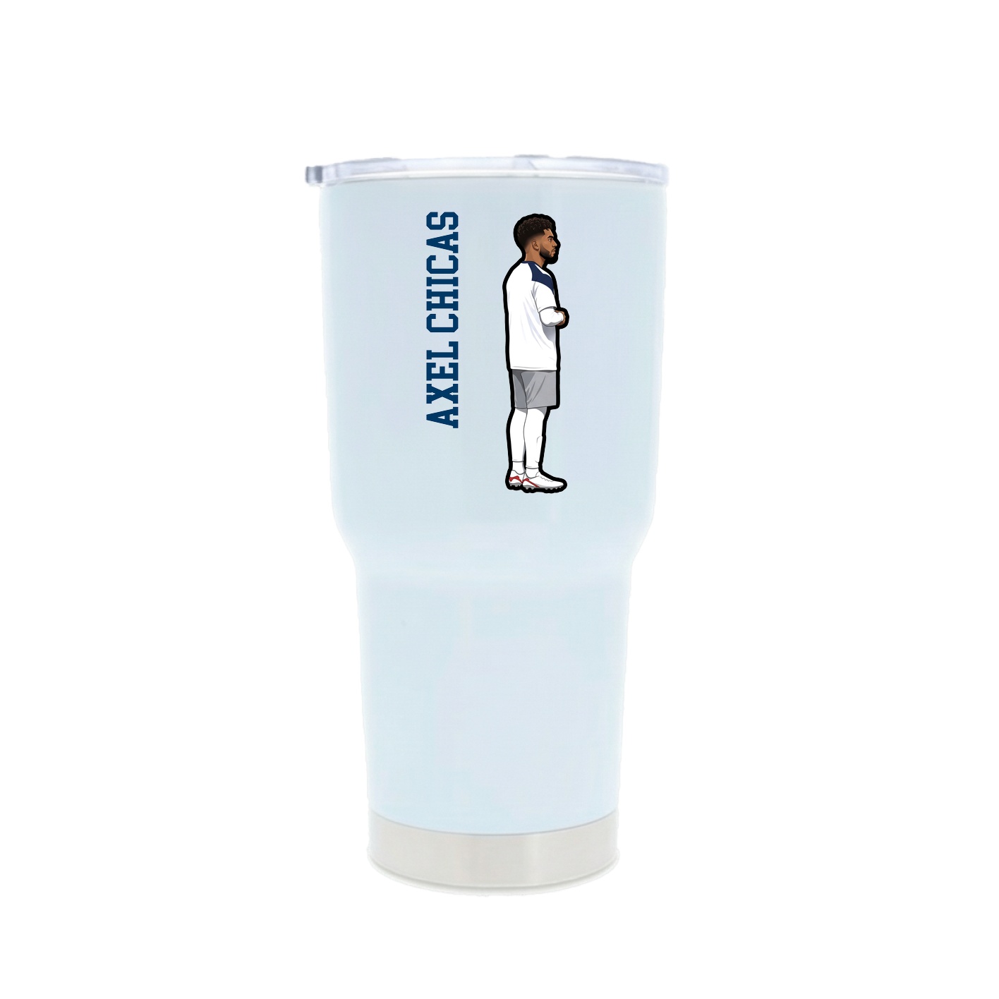 30oz Stainless Steel Tumbler — Name Vertical in White