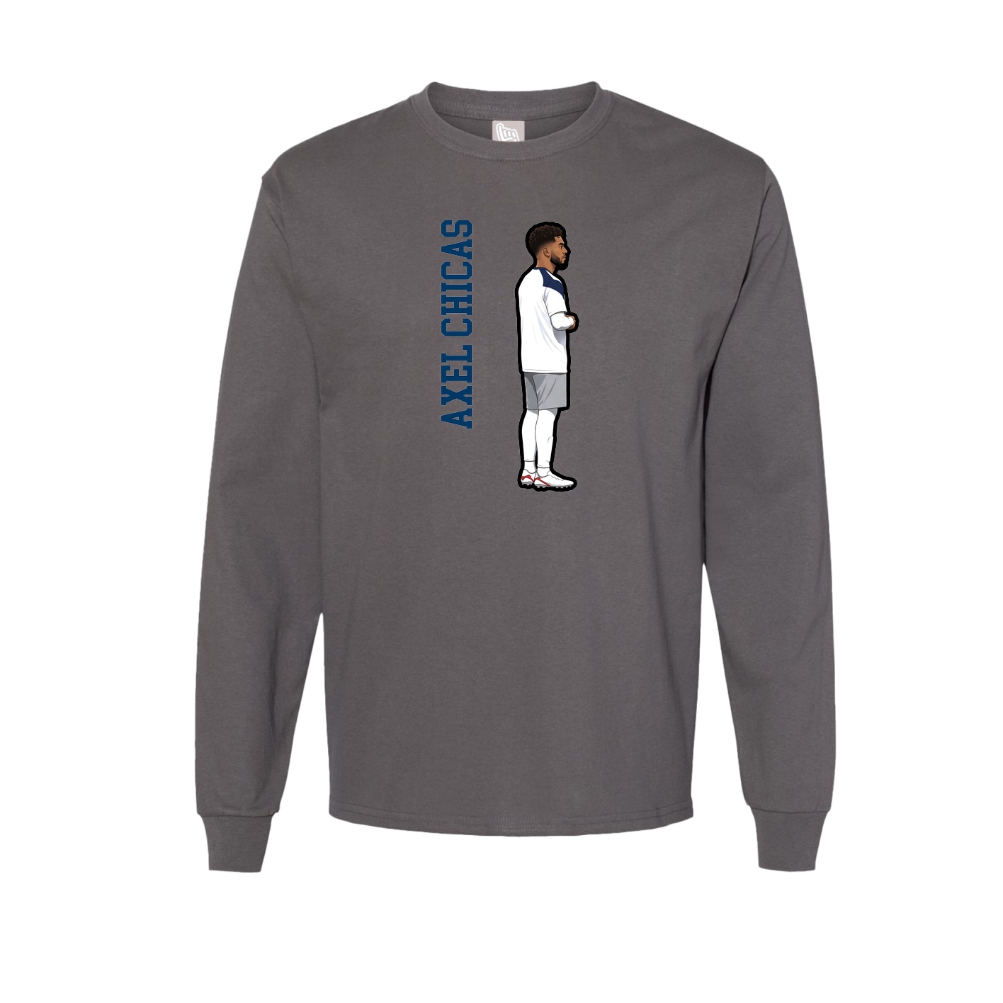 Long Sleeve Tee — Name Vertical in Grey