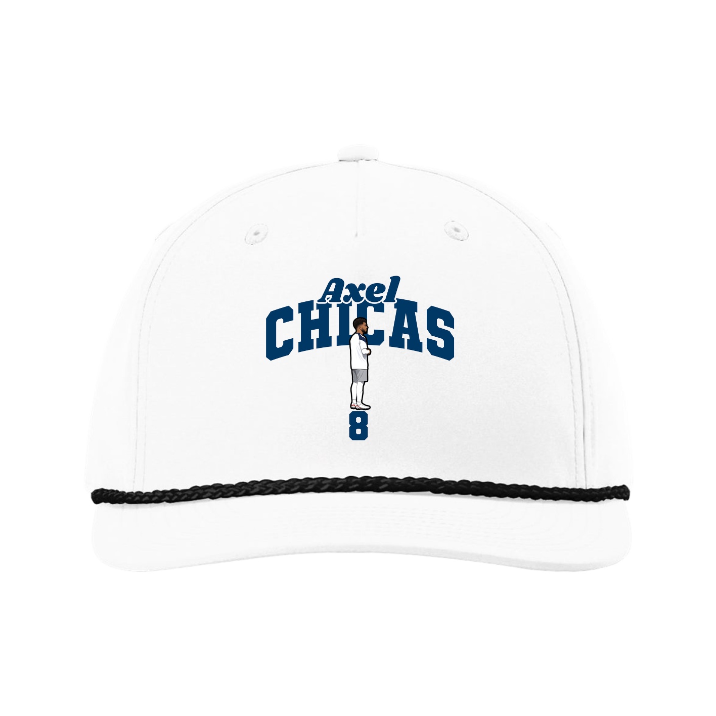 Five-Panel Classic Rope Cap — Signature Arch in White