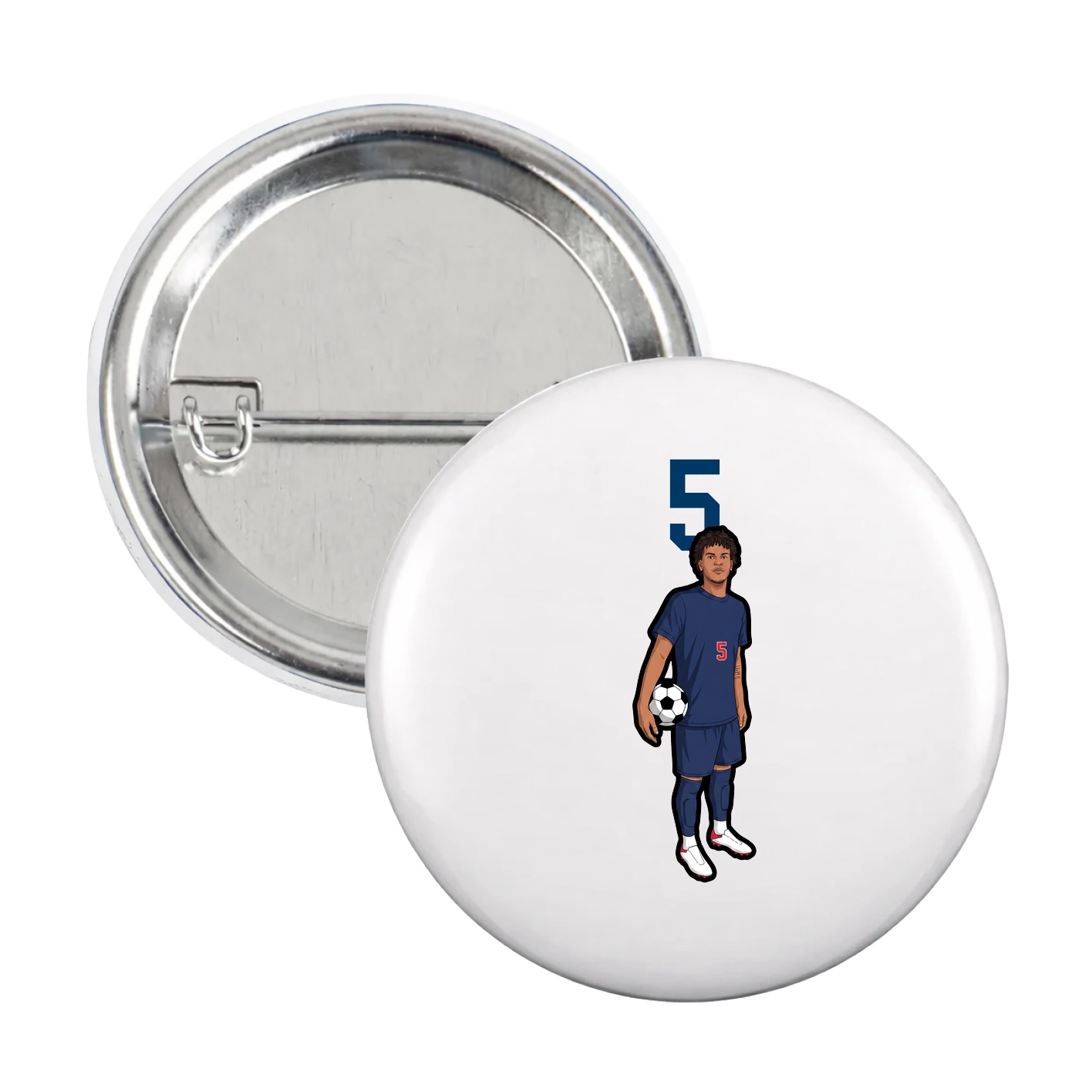 Game Day Button — Number Top in White