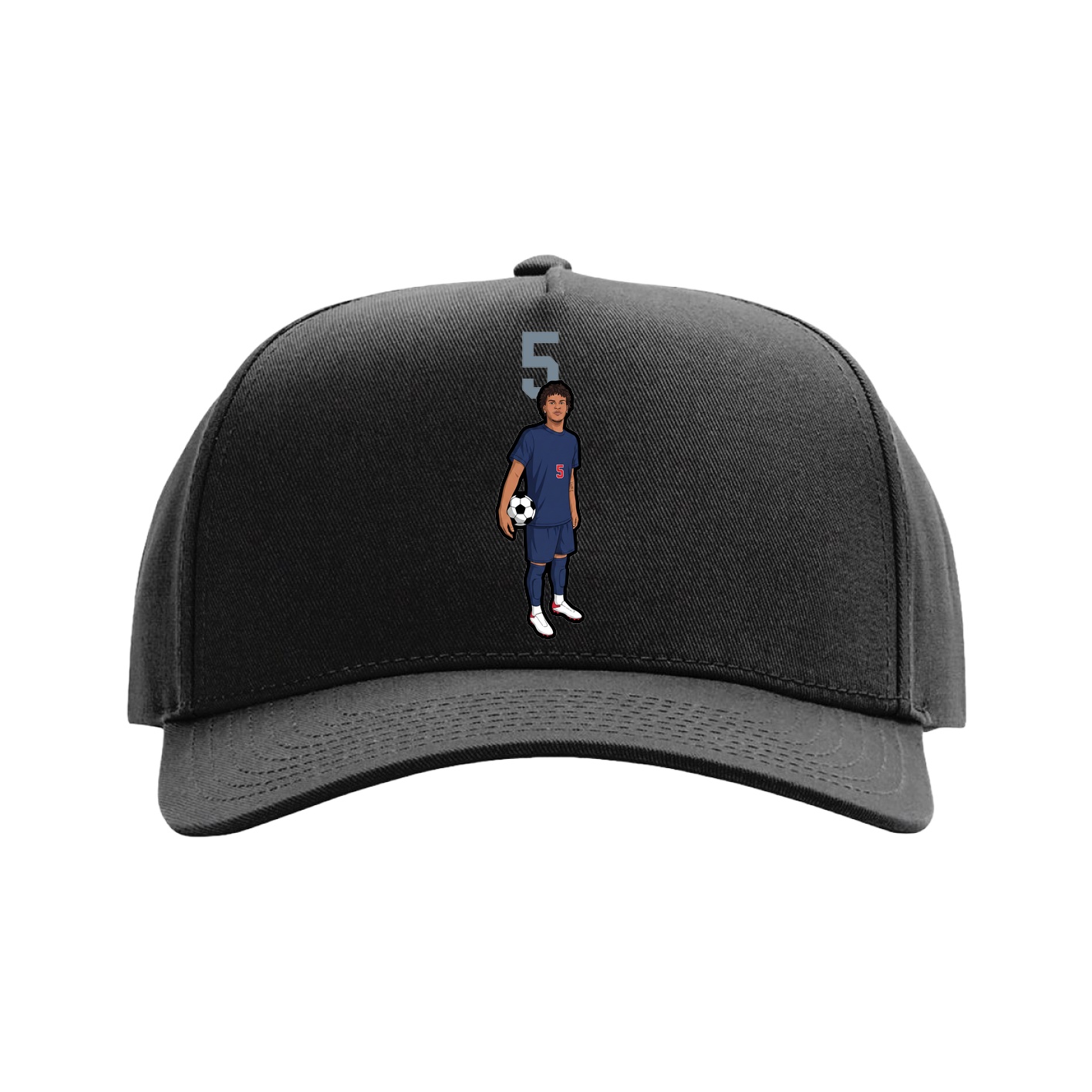 Full Fabric Five-Panel Champ Cap — Number Top in Black