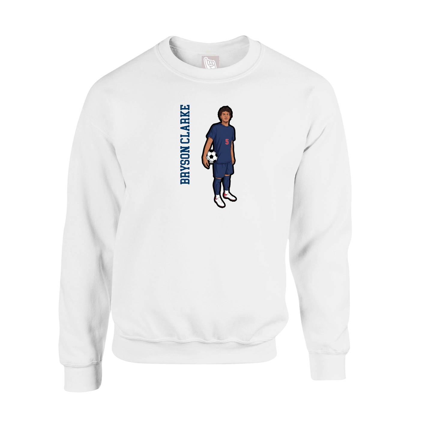 Fleece Crew — Name Vertical in White