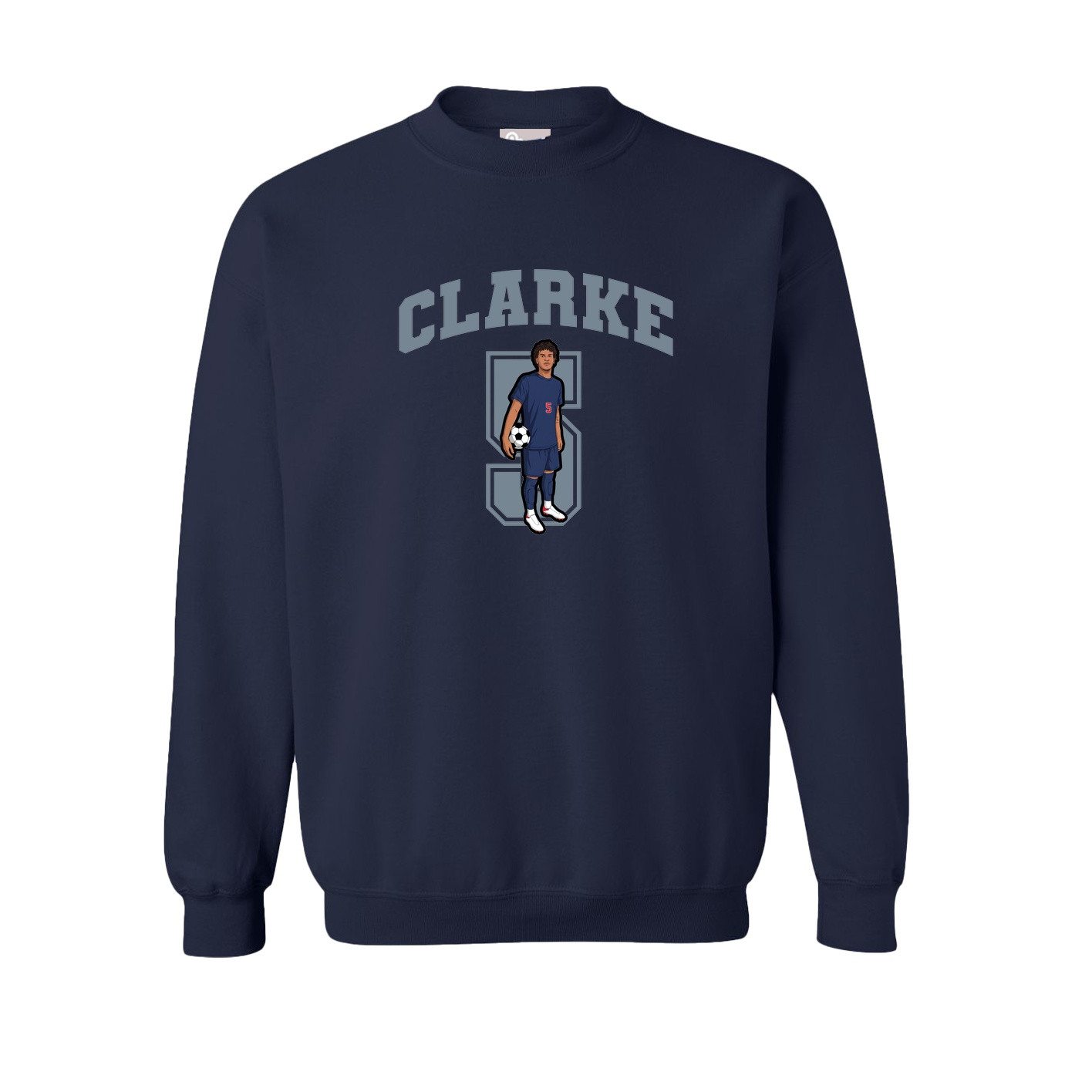 Fleece Crew — Number in Navy