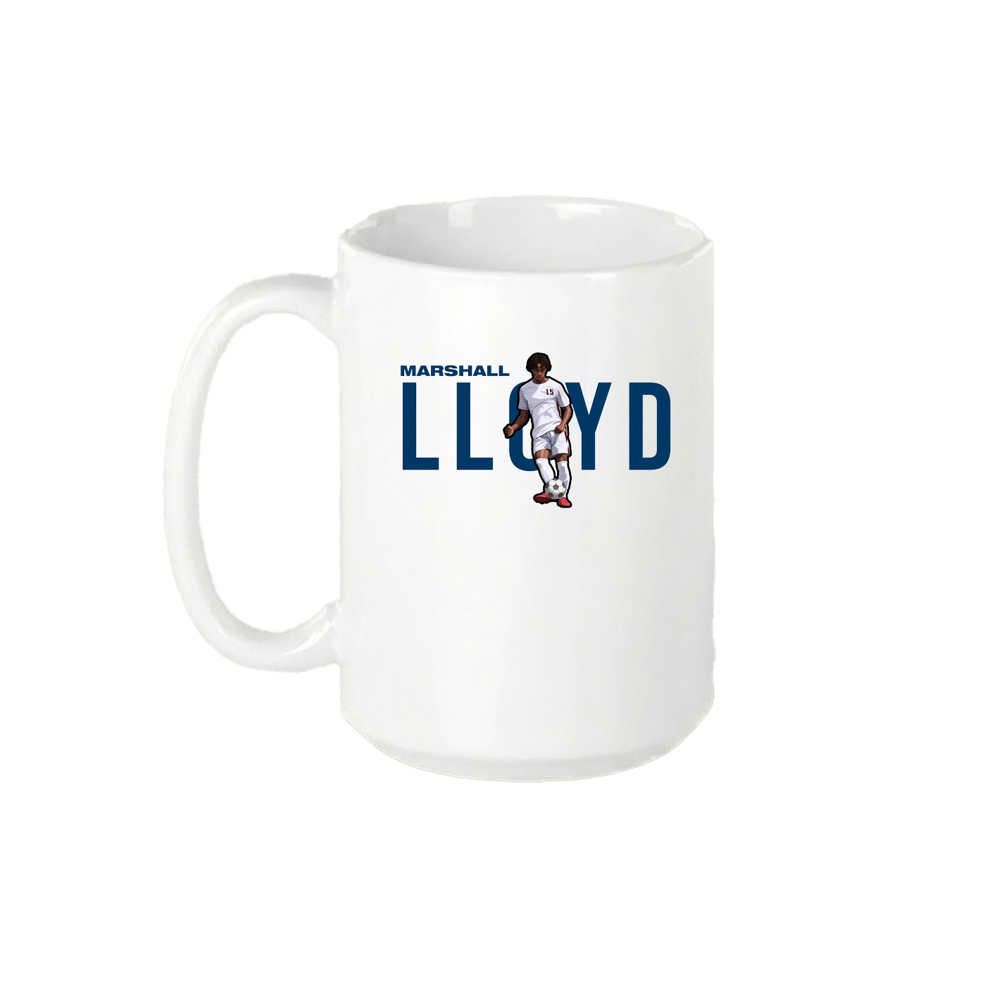 15oz Coffee Mug — Player Name in White