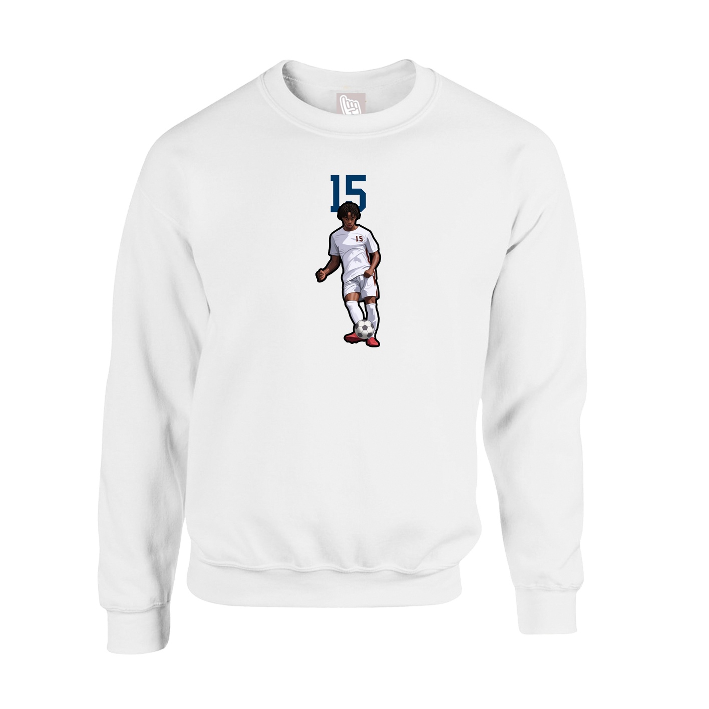 Fleece Crew — Number Top in White