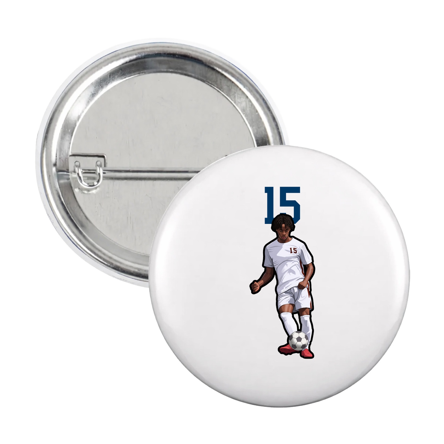 Game Day Button — Number Top in White