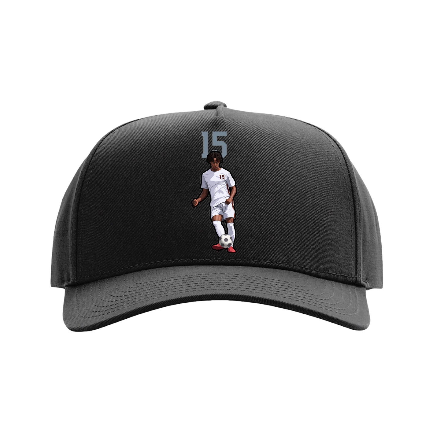 Full Fabric Five-Panel Champ Cap — Number Top in Black