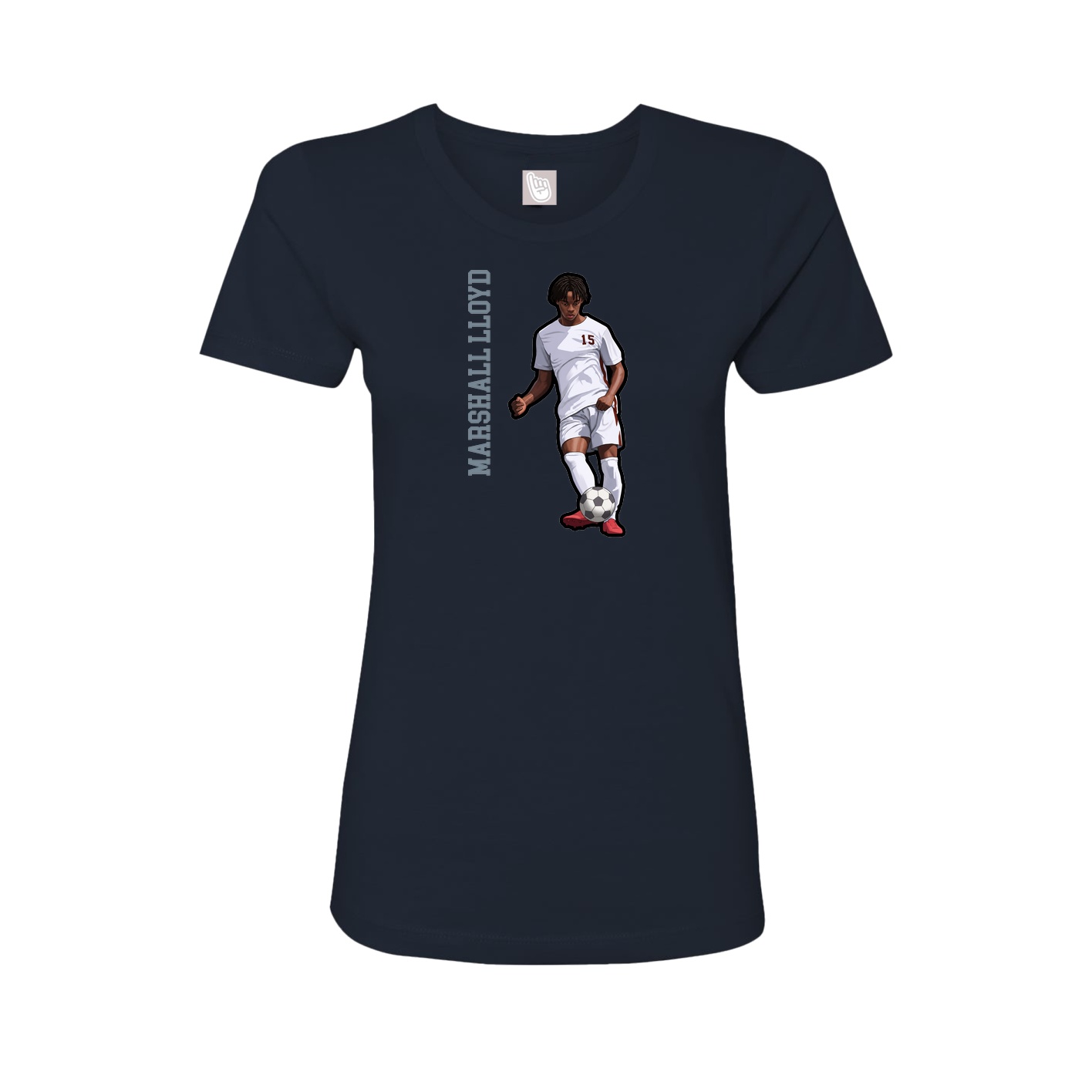 Fitted Women's Tee — Name Vertical in Navy