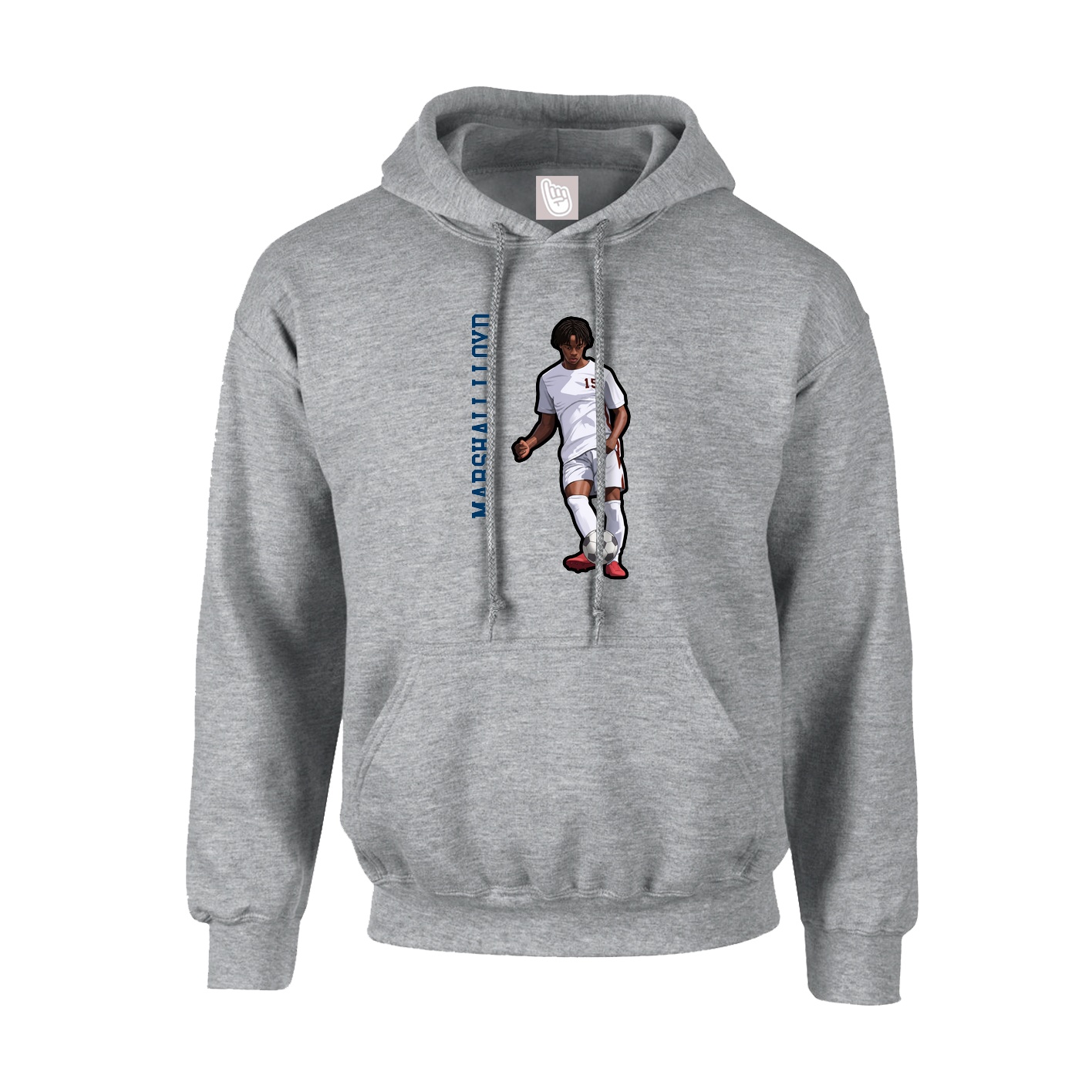 Hoodie — Name Vertical in Grey