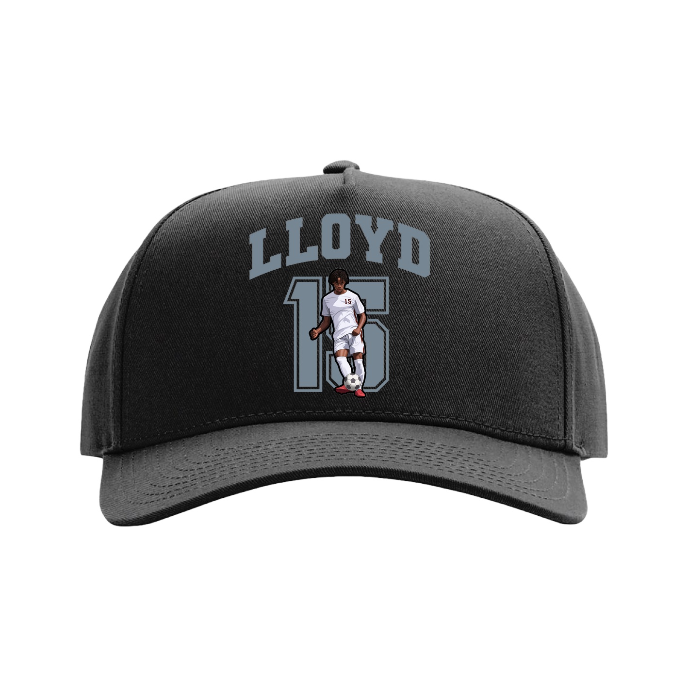 Full Fabric Five-Panel Champ Cap — Number in Black