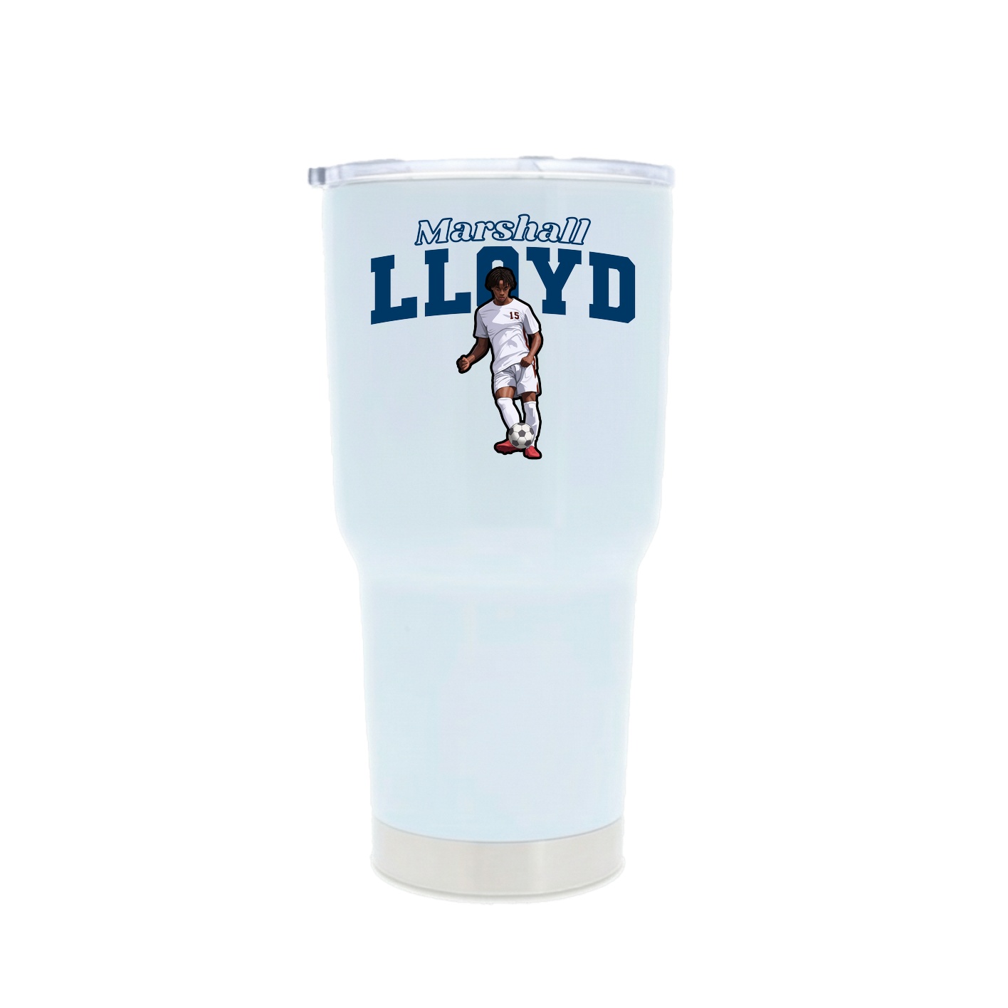 30oz Stainless Steel Tumbler — Name Arch in White