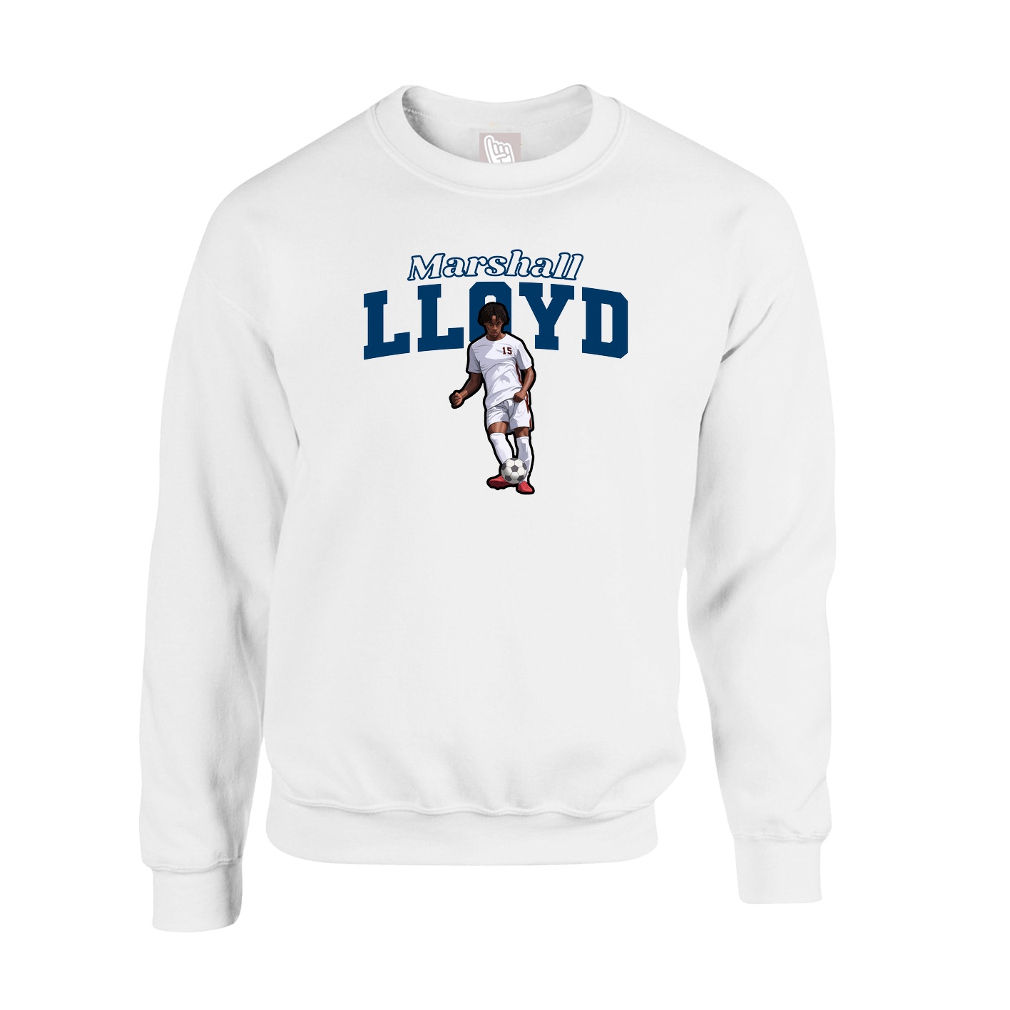 Fleece Crew — Name Arch in White