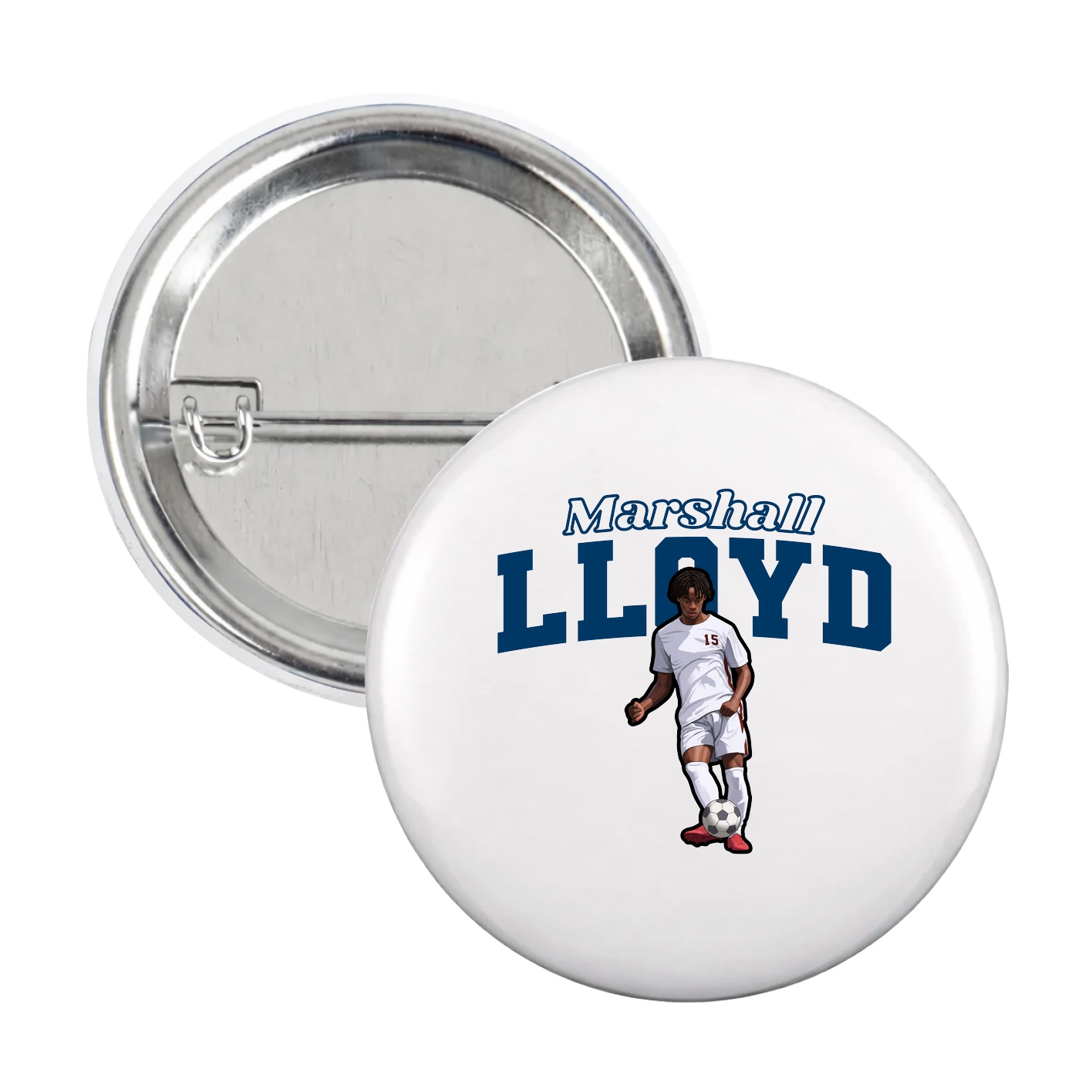 Game Day Button — Name Arch in White