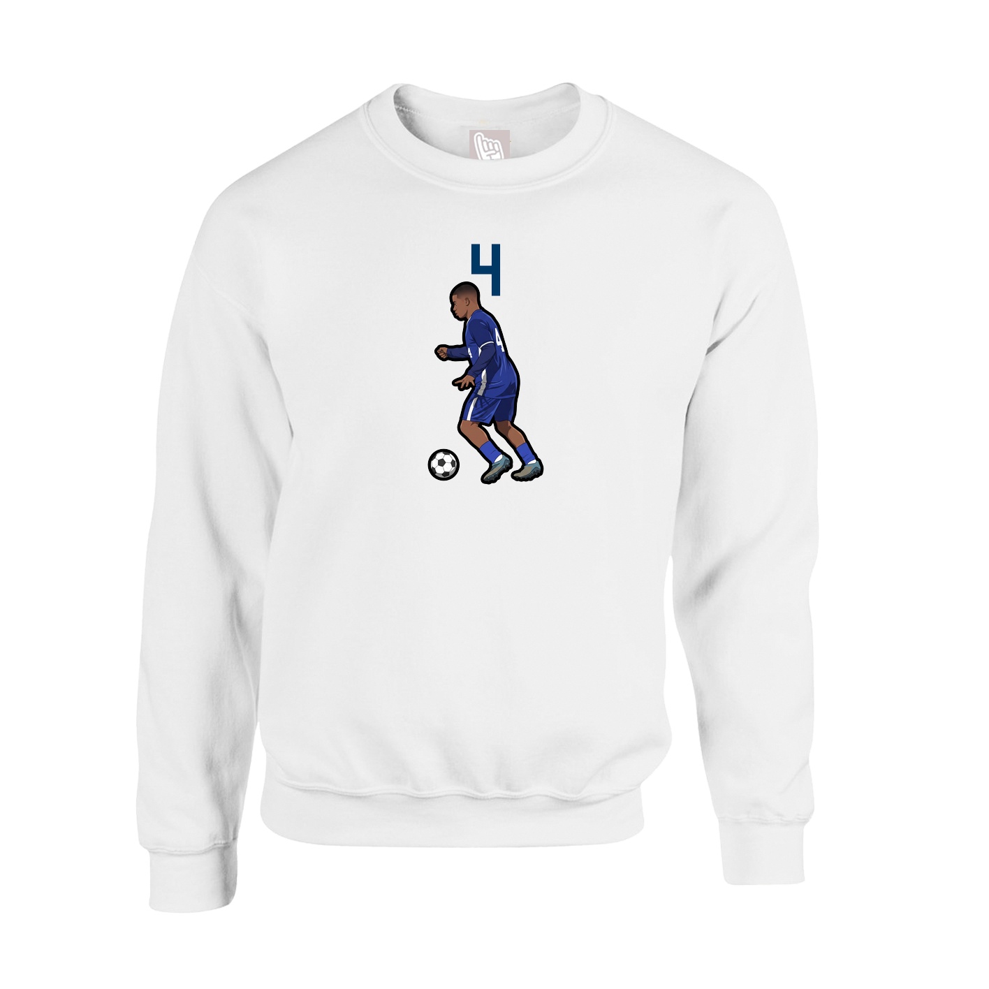 Fleece Crew — Number Top in White