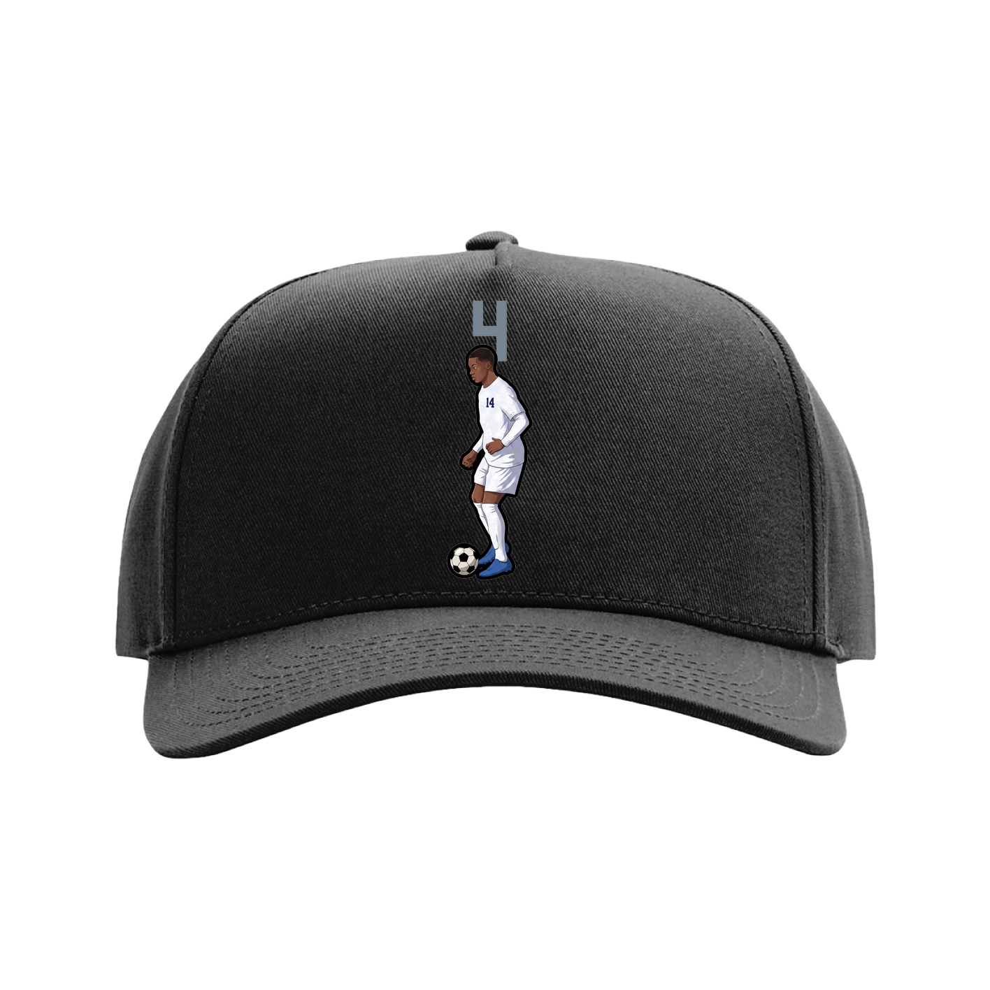 Full Fabric Five-Panel Champ Cap — Number Top in Black