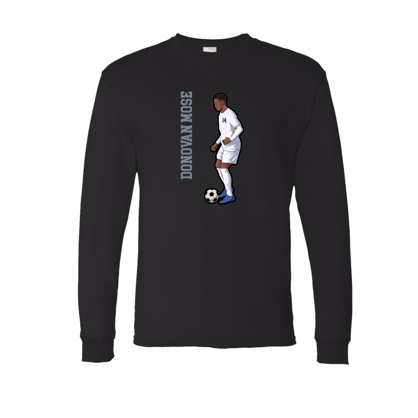 Long Sleeve Tee — Name Vertical in Black