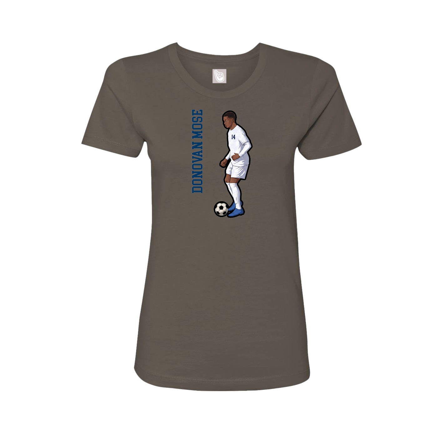 Fitted Women's Tee — Name Vertical in Grey