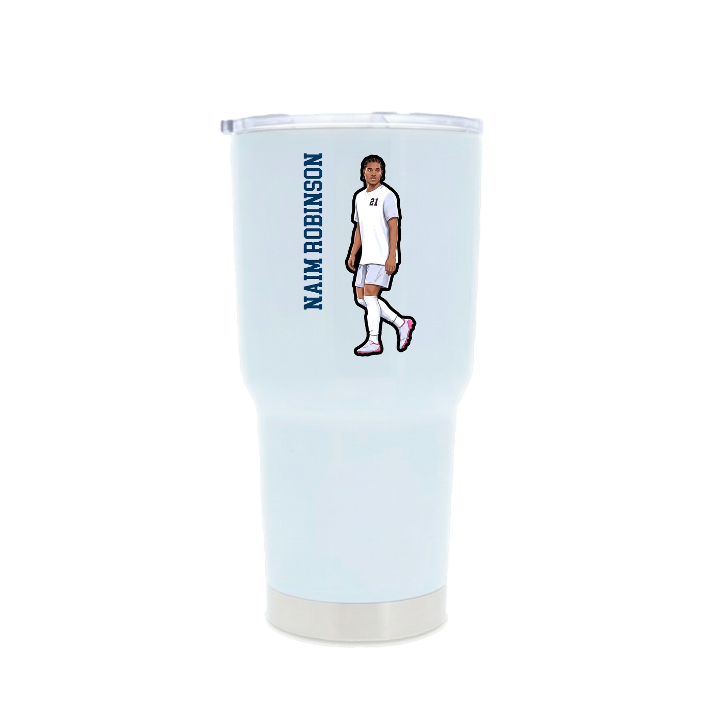 30oz Stainless Steel Tumbler — Name Vertical in White
