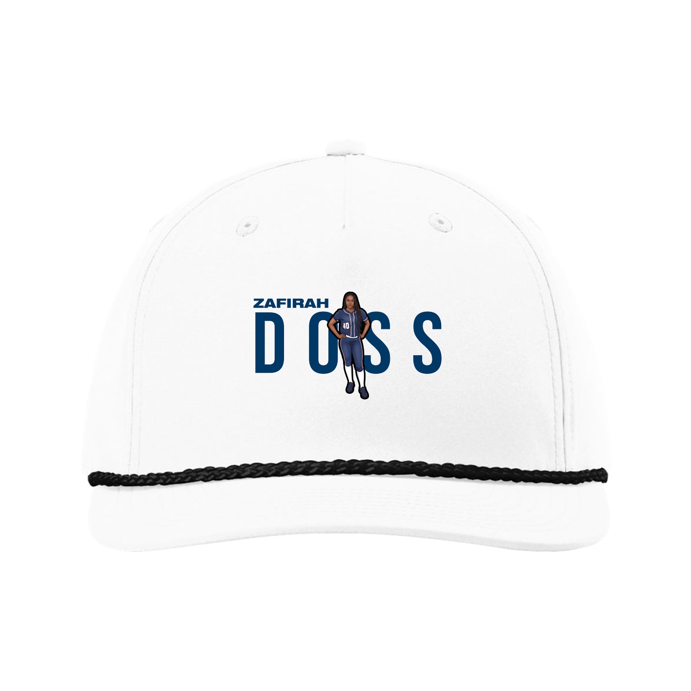 Five-Panel Classic Rope Cap — Player Name in White
