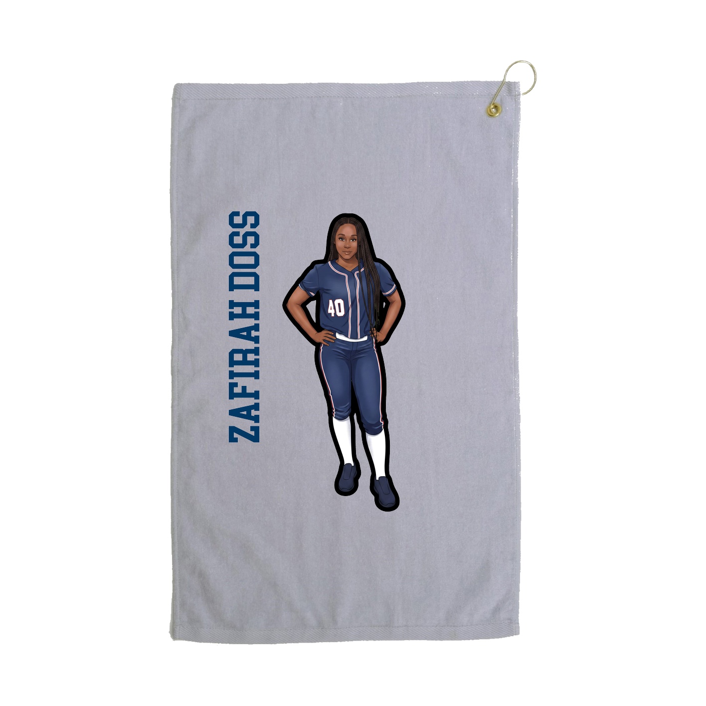 Golf Towel — Name Vertical in Grey