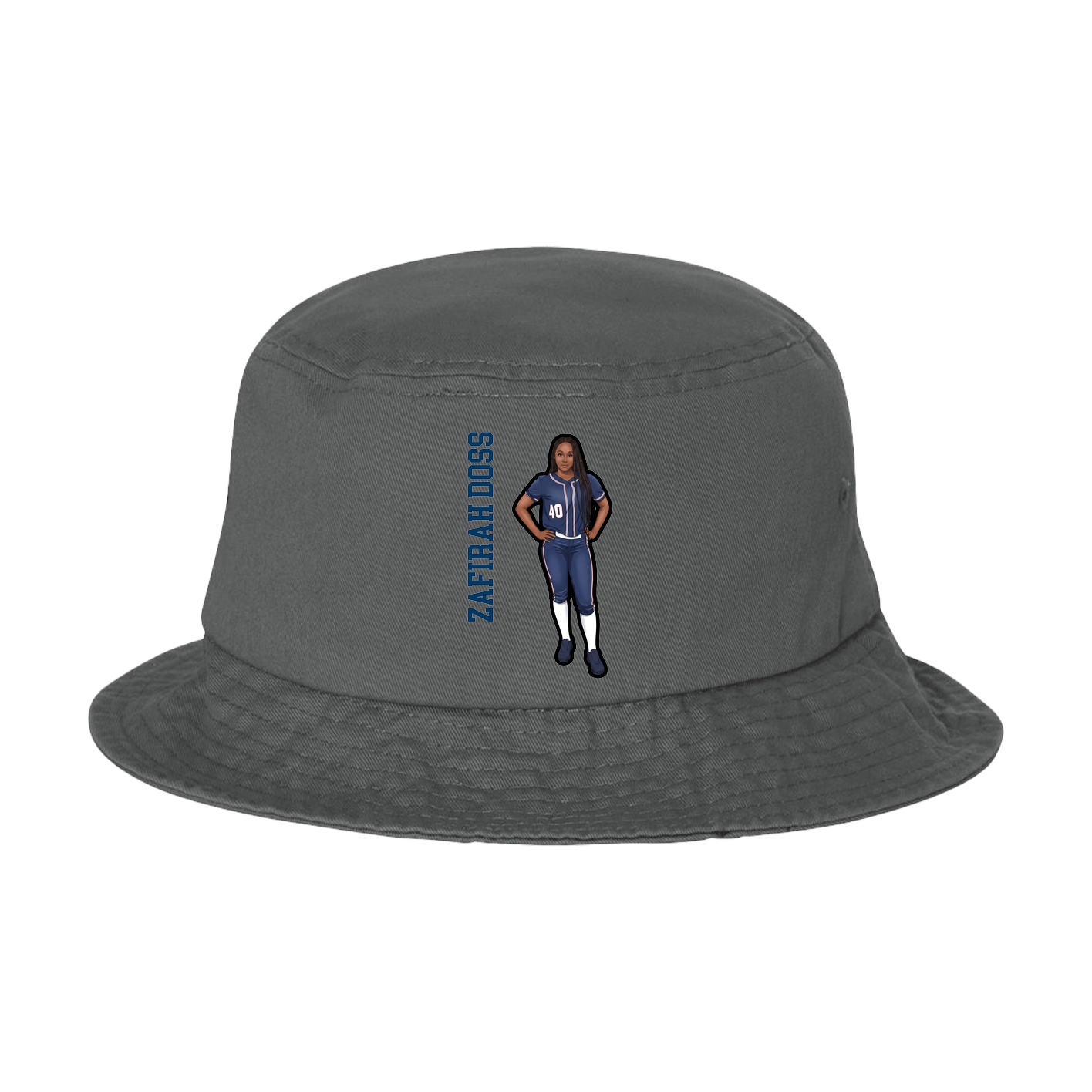 Bucket Cap — Name Vertical in Grey