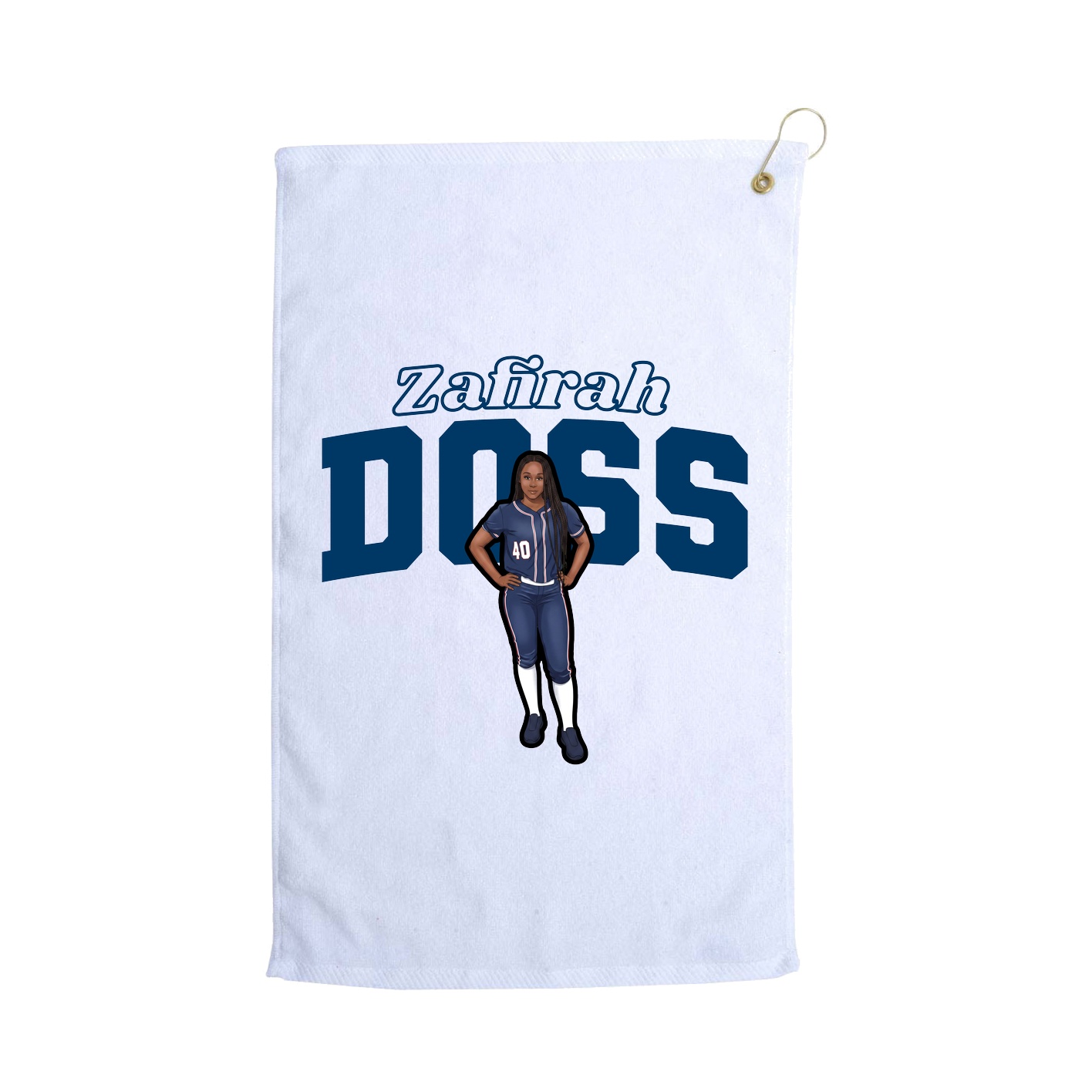 Golf Towel — Name Arch in White