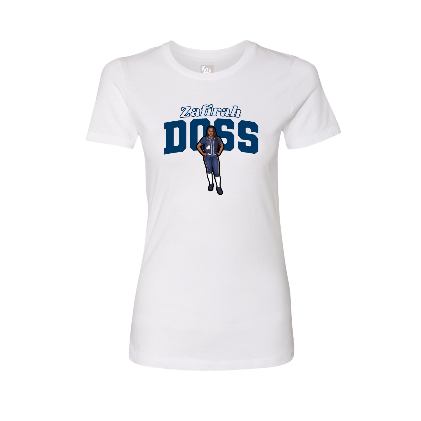 Womens Tee — Name Arch in White