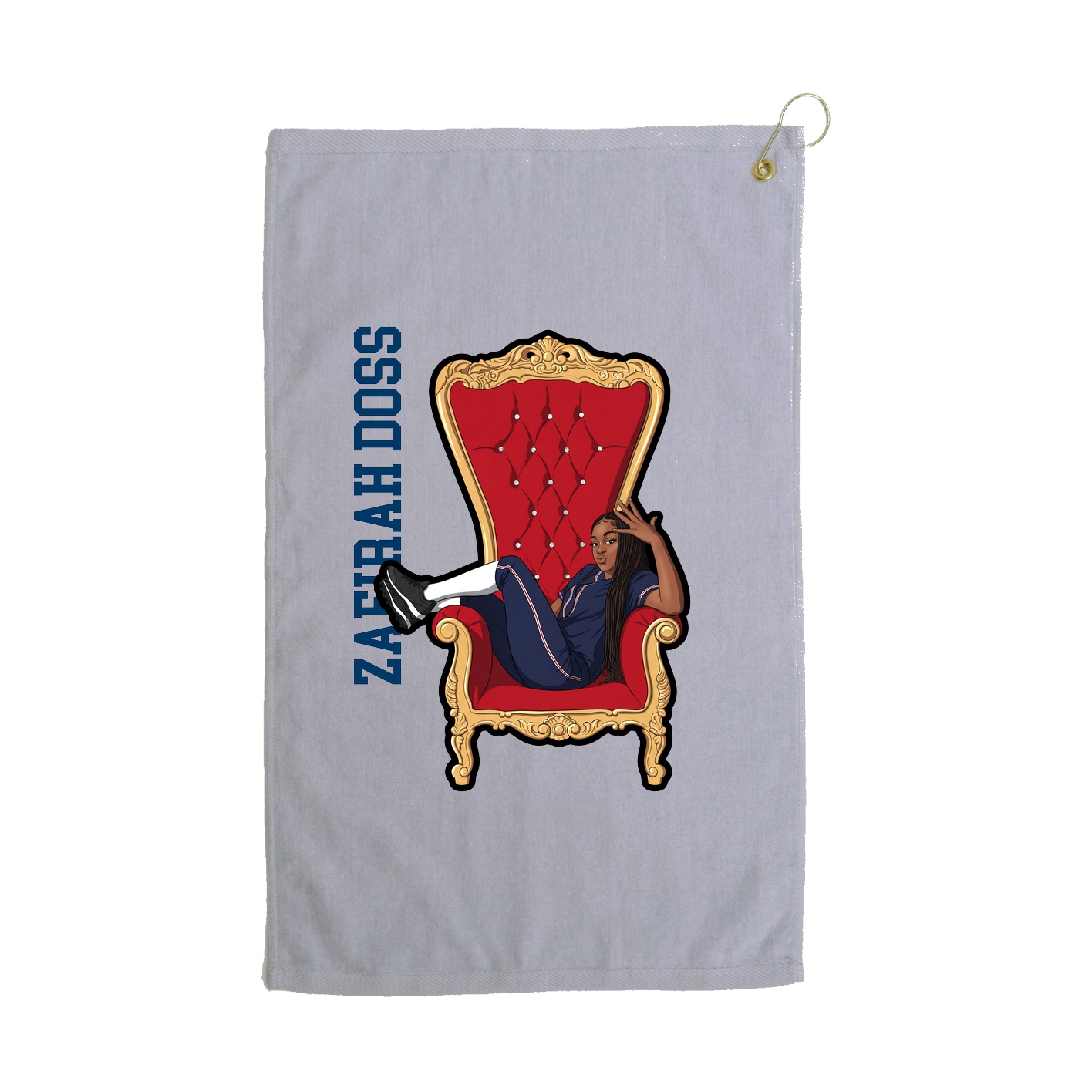 Golf Towel — Name Vertical in Grey