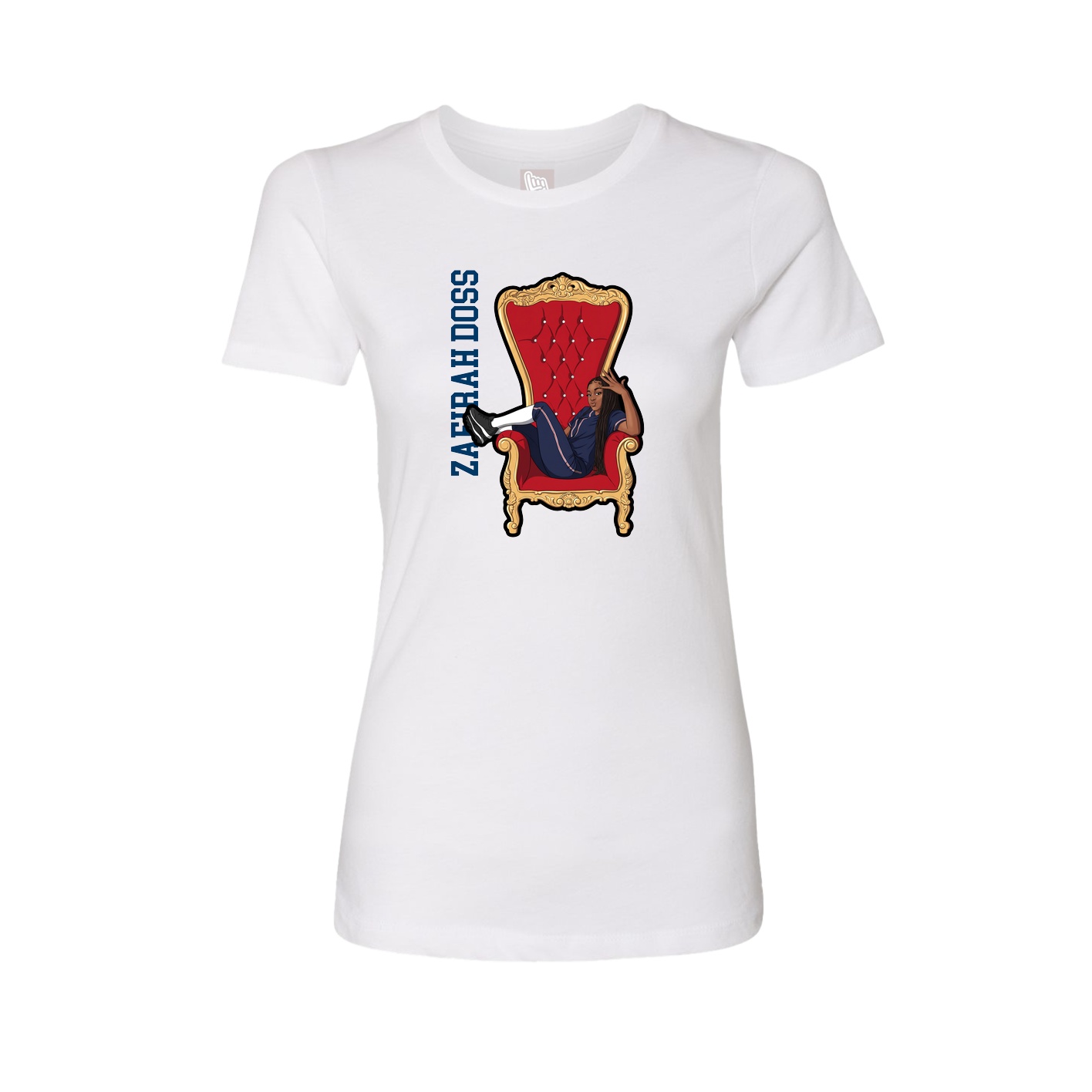 Fitted Women's Tee — Name Vertical in White
