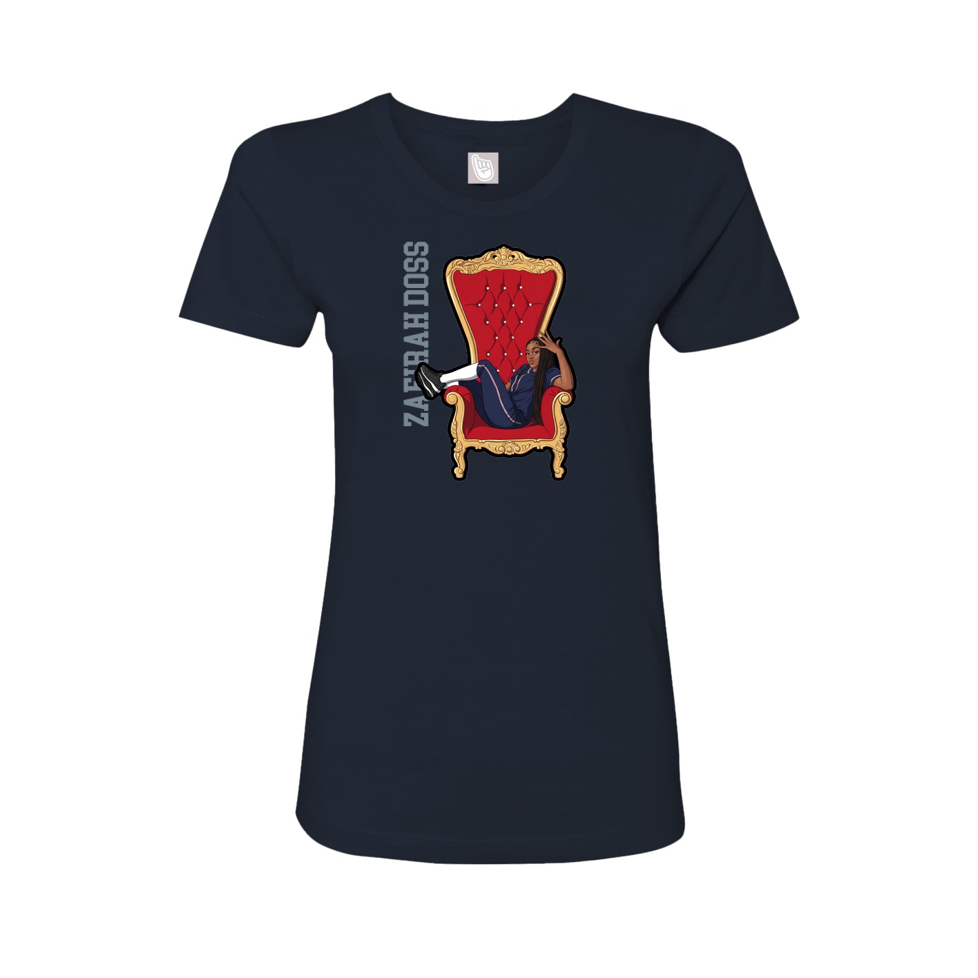Womens Tee — Name Vertical in Navy