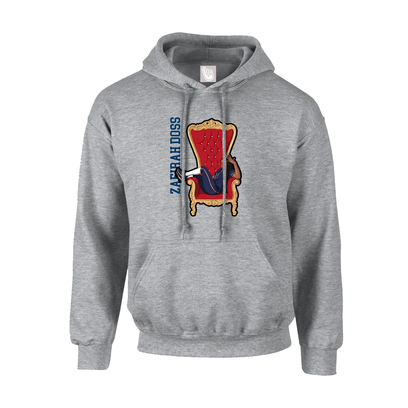 Hoodie — Name Vertical in Grey
