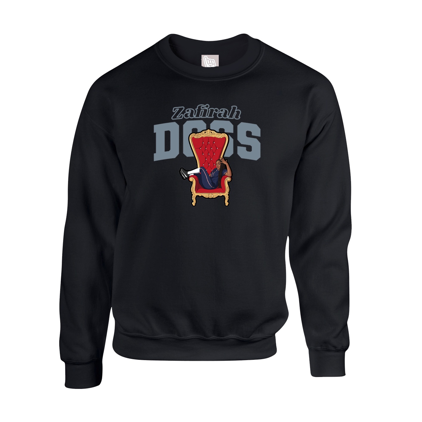 Fleece Crew — Name Arch in Black