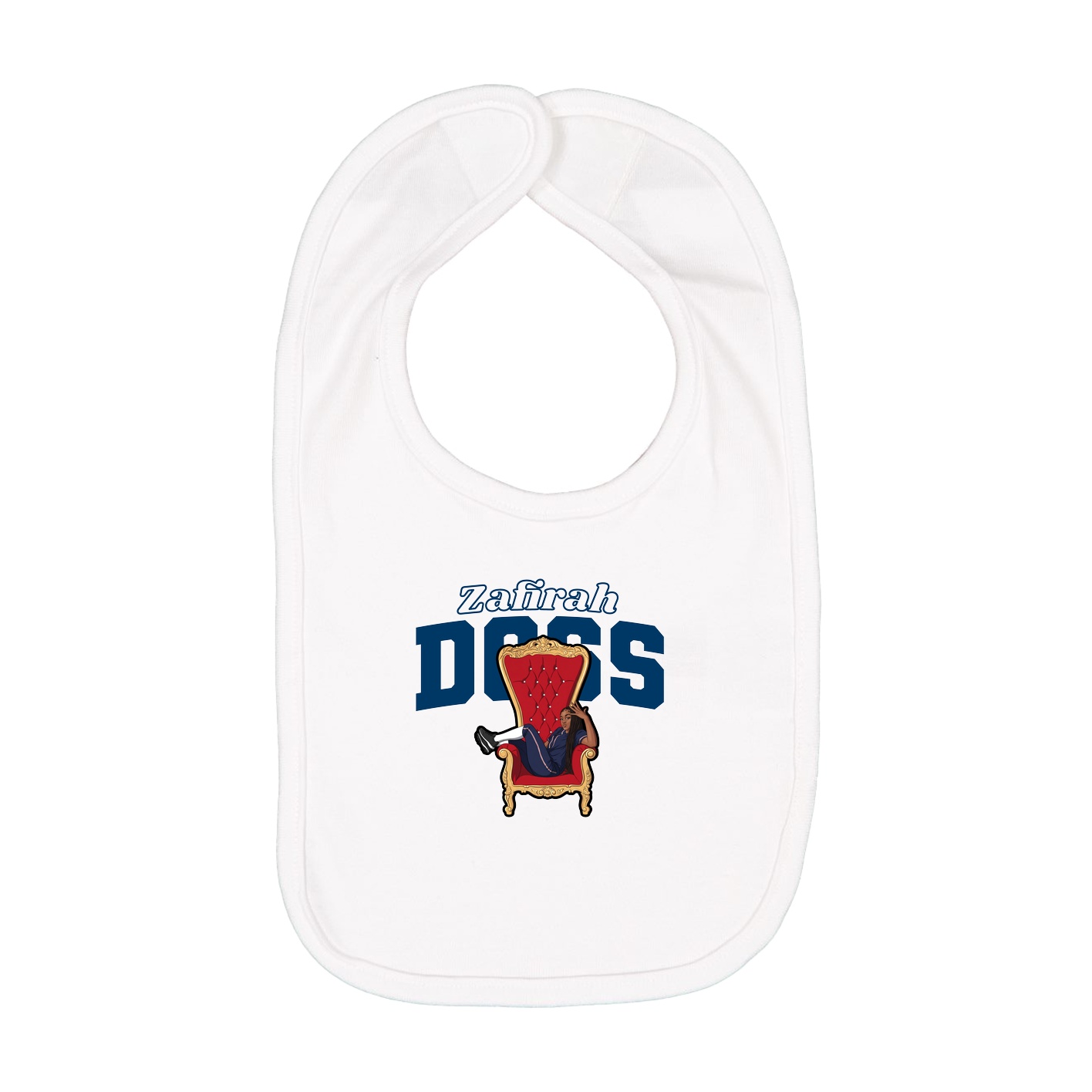 Infant Bib — Name Arch in White