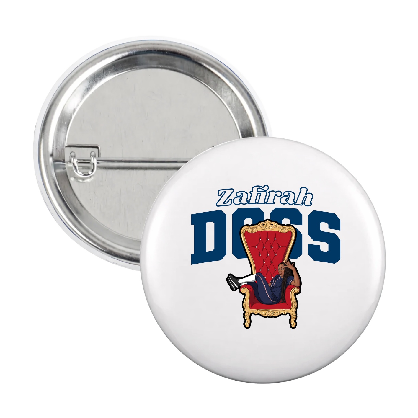Game Day Button — Name Arch in White