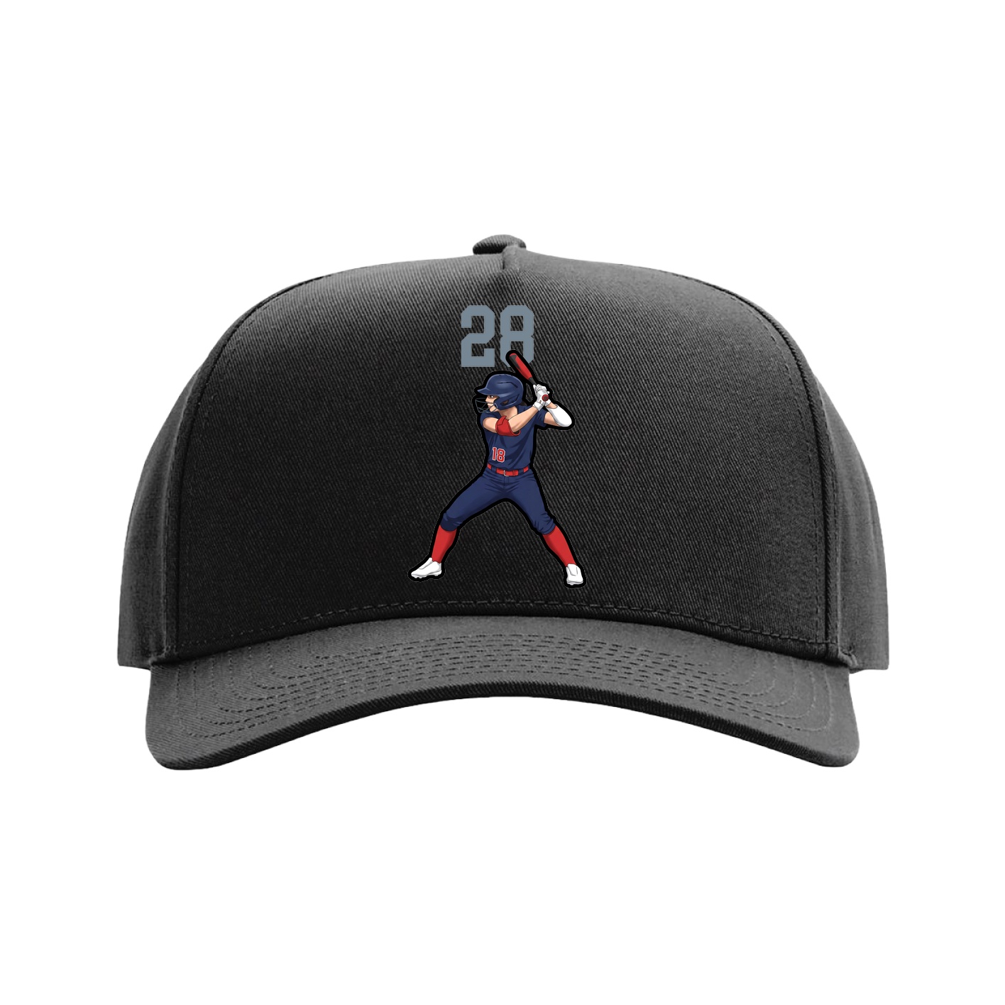 Full Fabric Five-Panel Champ Cap — Number Top in Black