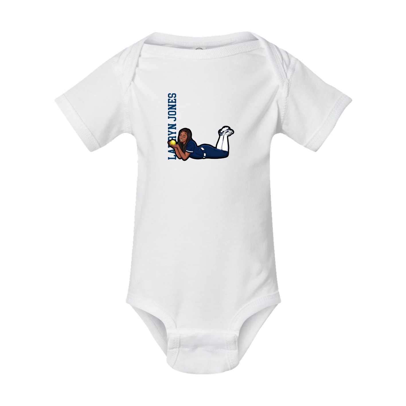 Baby Onesie — Name Vertical in White