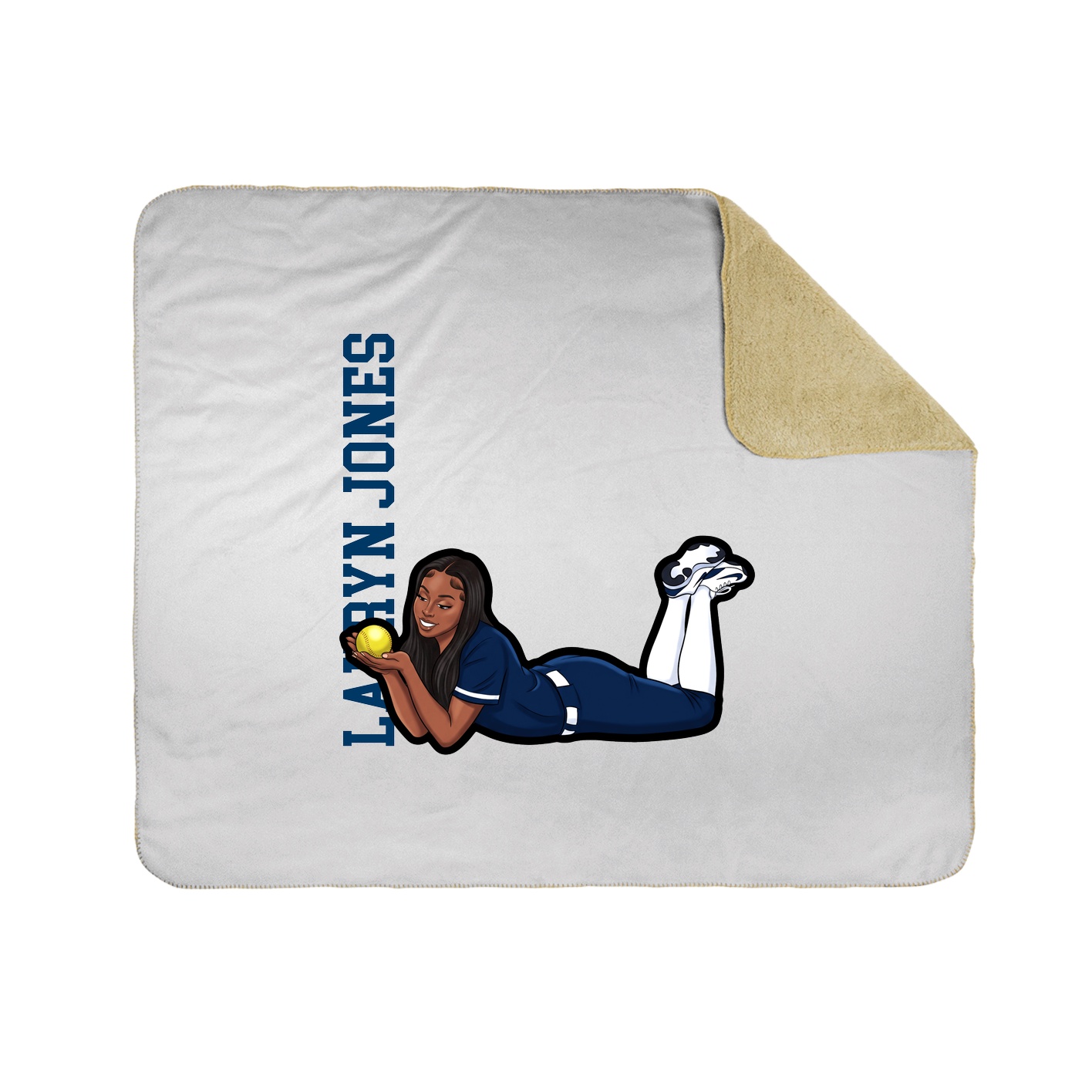 Throw Blanket — Name Vertical in White