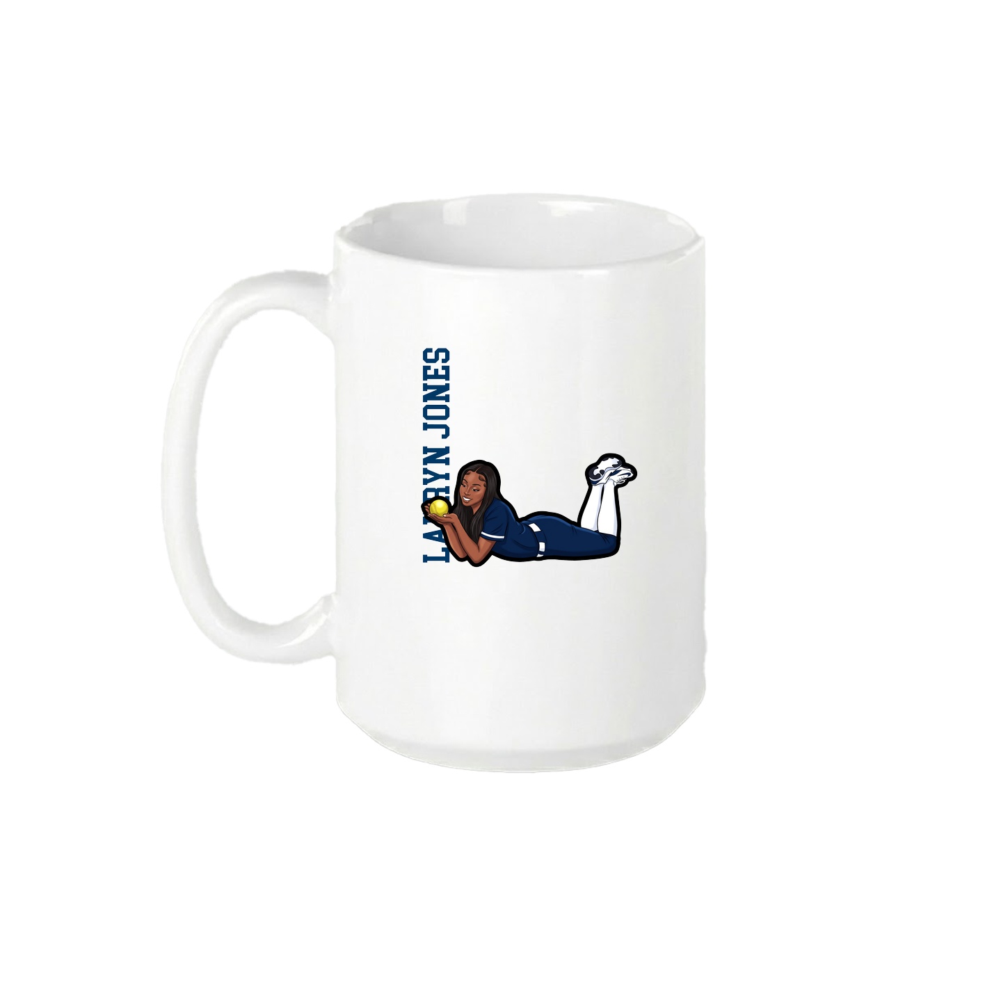 15oz Coffee Mug — Name Vertical in White