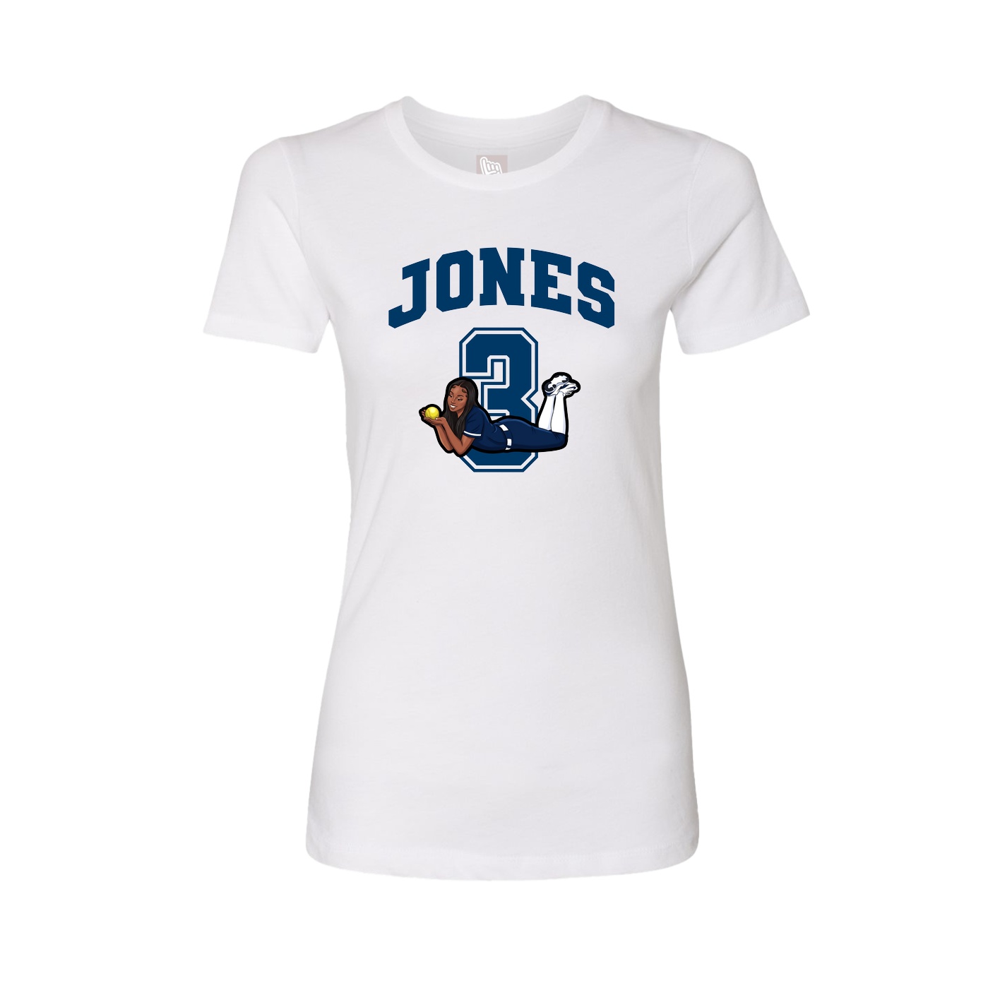 Fitted Women's Tee — Number in White